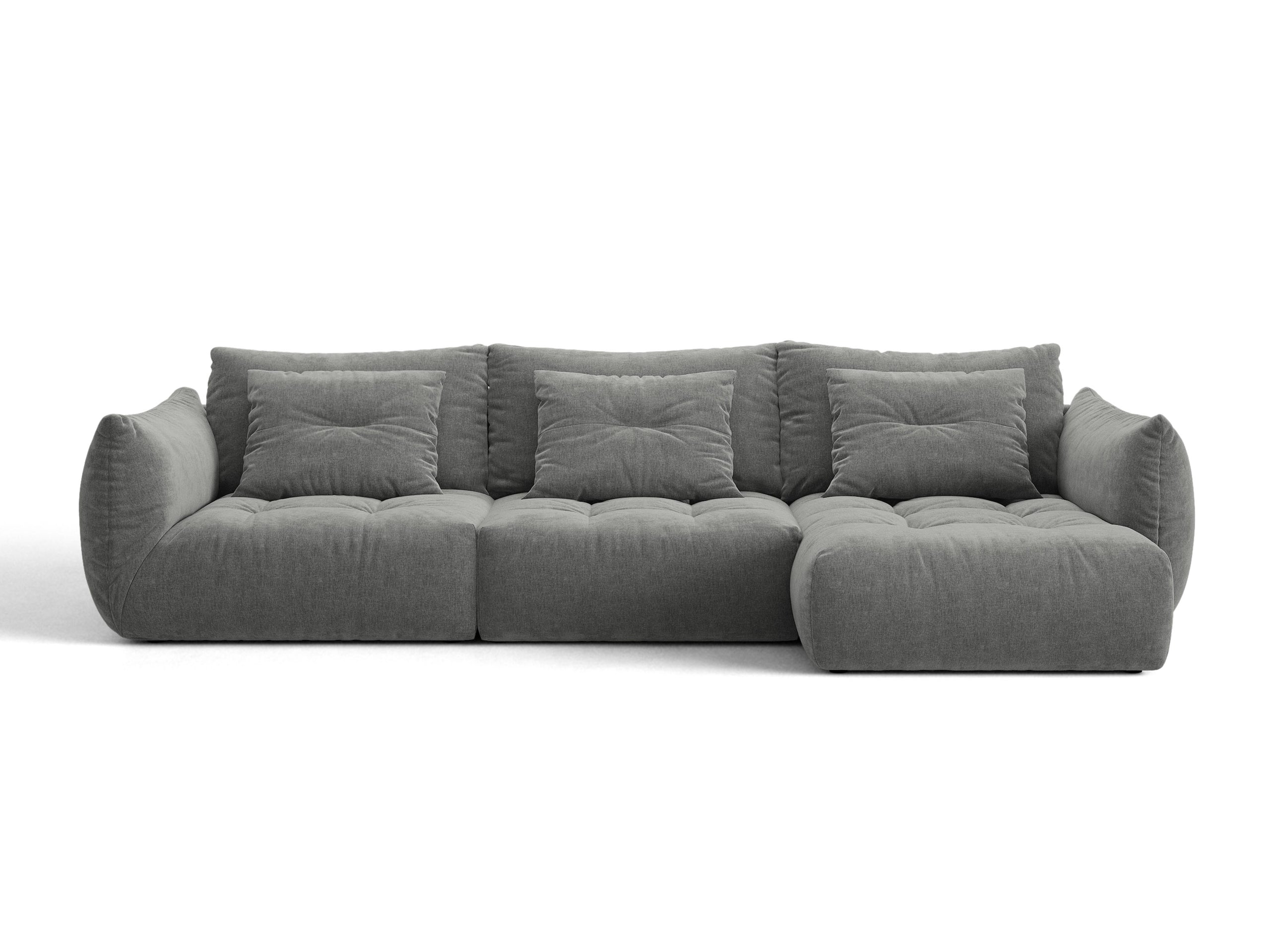 Micadoni Bloom rohová sedačka 327 × 152 cm - Štrukturovaná látka Wind (Win89) - Tmavosivá - Pravé prevedenie