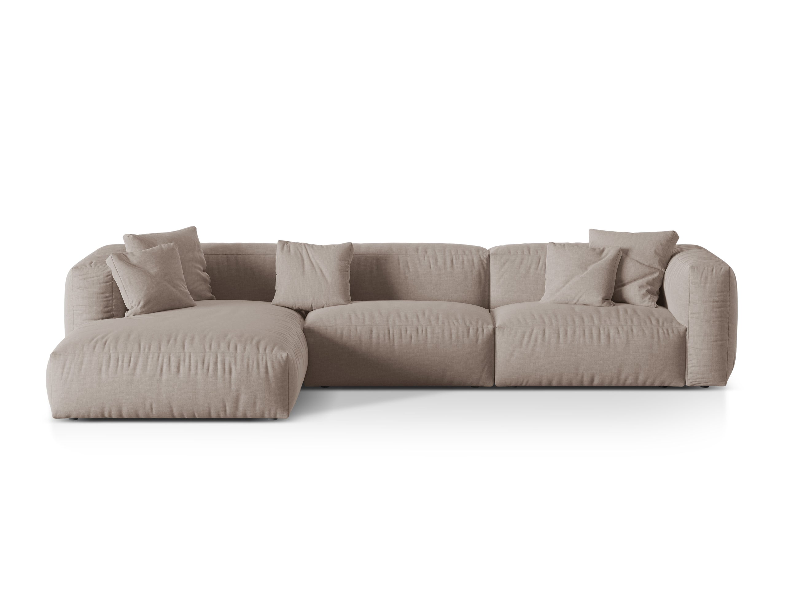 Micadoni Martina rohová sedačka 330 × 176 cm - Štrukturovaná látka Boston (Botruf) - Tmavobéžová - Nohy: Čierny plast - Ľavé prevedenie - Variant 76 cm