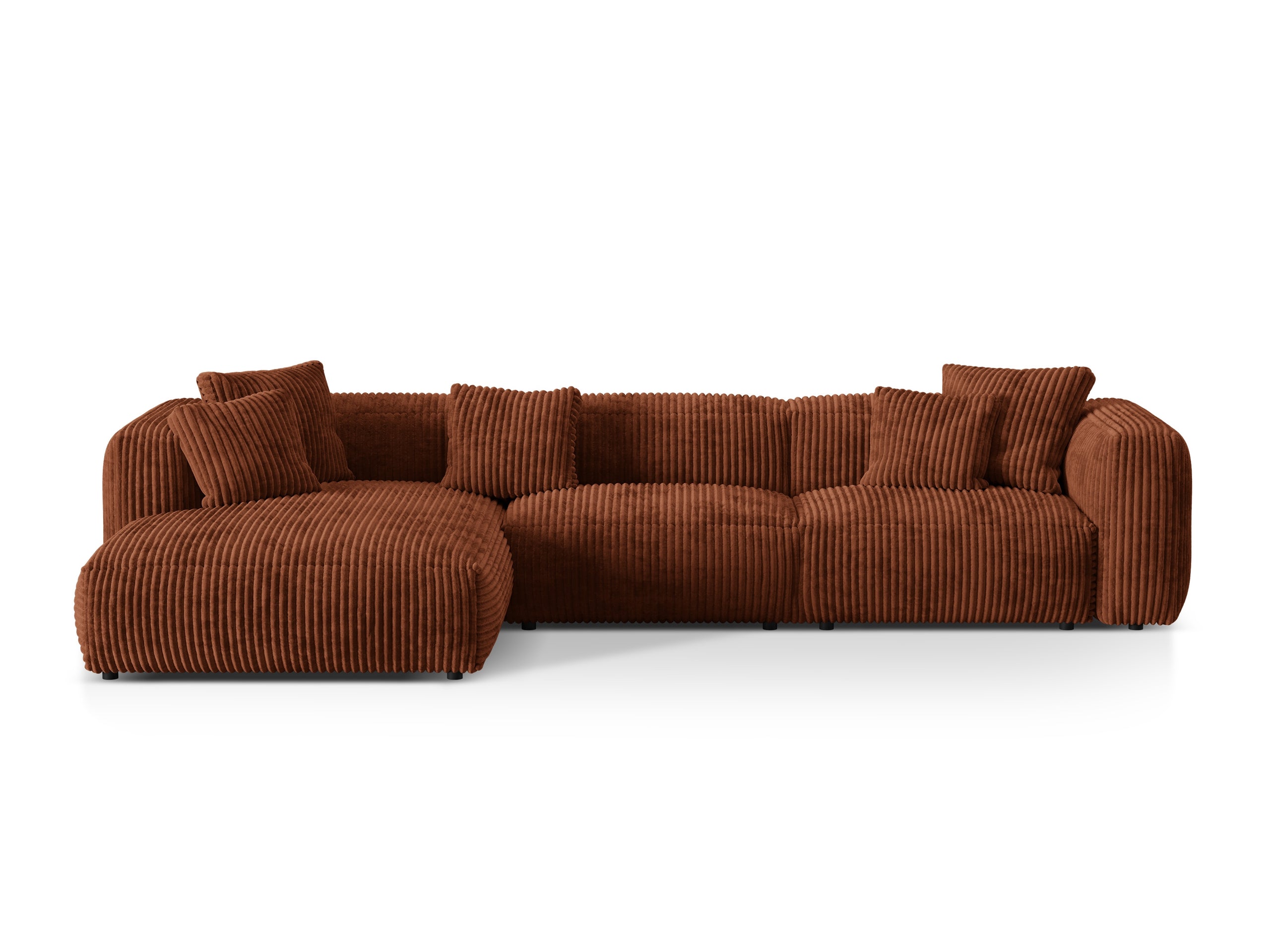 Micadoni Martina rohová sedačka 330 × 176 cm - Menčester Tilia (Til52) - Tehlová - Nohy: Čierny plast - Ľavé prevedenie - Variant 76 cm