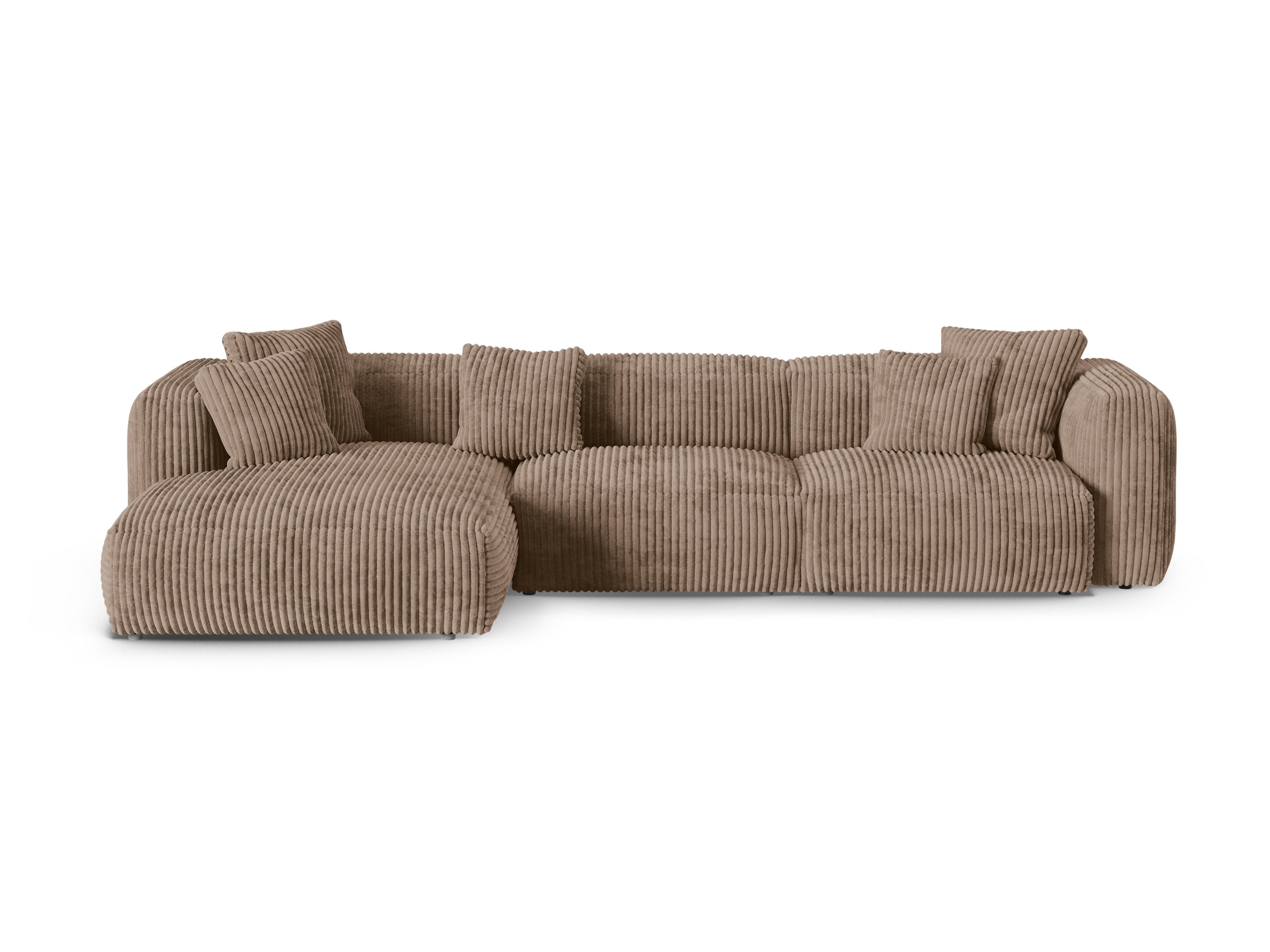 Micadoni Martina rohová sedačka 330 × 176 cm - Menčester Tilia (Til17) - Žaluďová - Nohy: Čierny plast - Ľavé prevedenie - Variant 90 cm