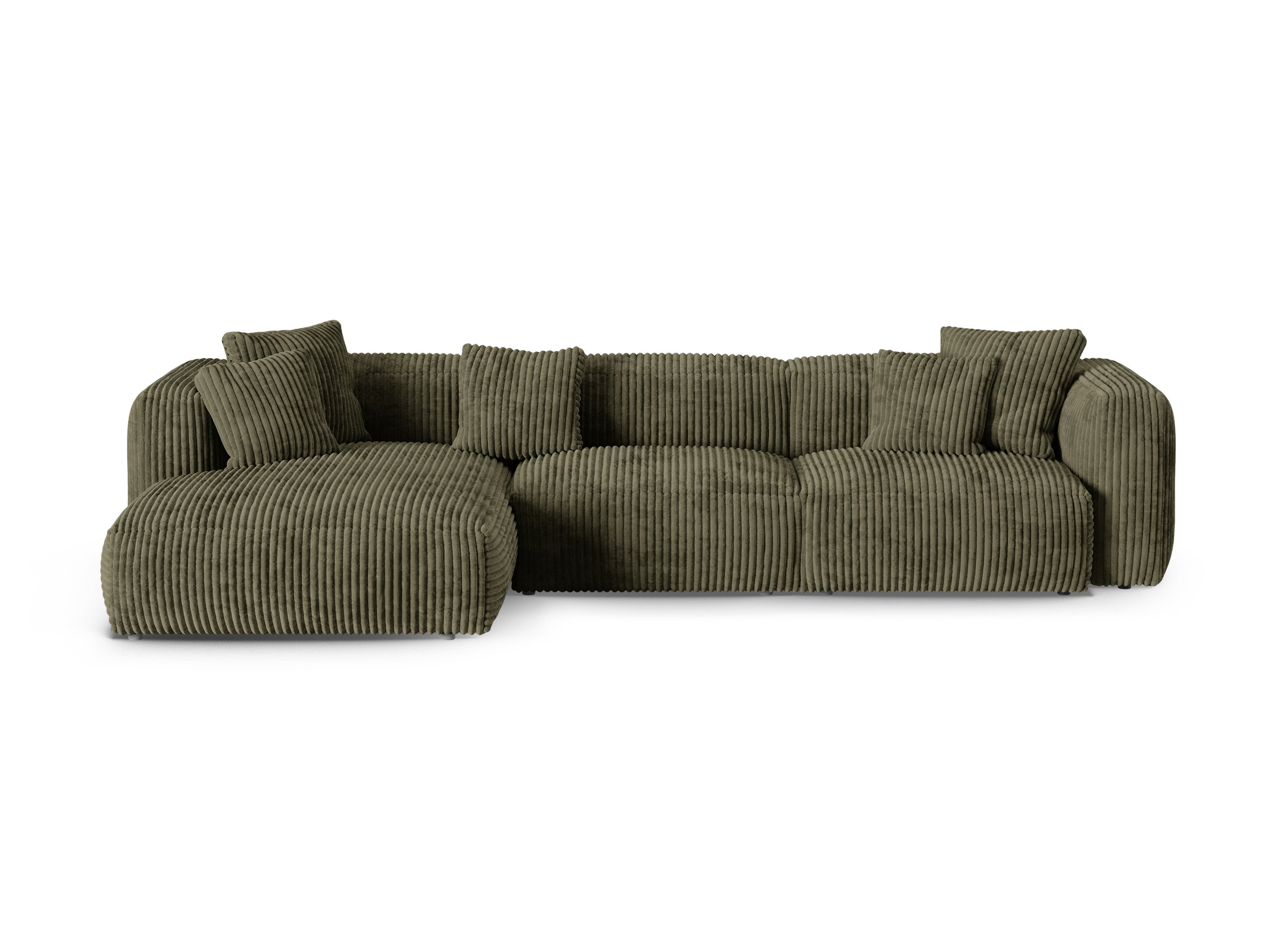Micadoni Martina rohová sedačka 330 × 176 cm - Menčester Tilia (Til37) - Machovozelená - Nohy: Čierny plast - Ľavé prevedenie - Variant 90 cm