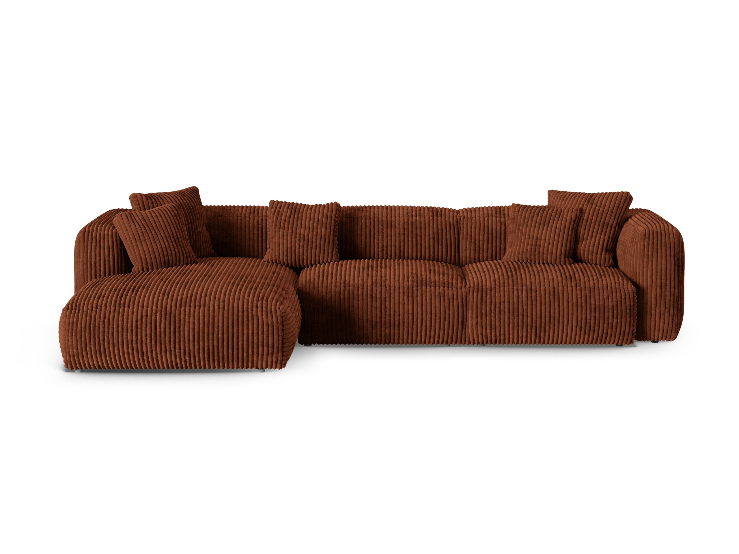 Micadoni Martina rohová sedačka 330 × 176 cm - Menčester Tilia (Til52) - Tehlová - Nohy: Čierny plast - Ľavé prevedenie - Variant 90 cm