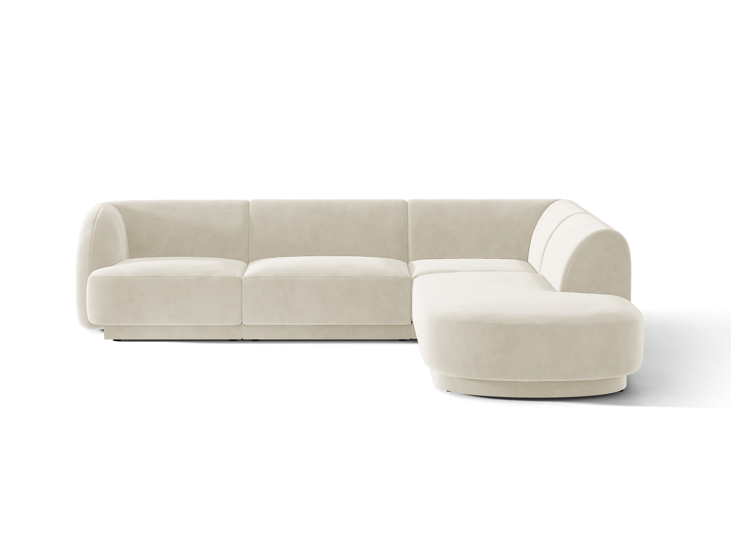 Micadoni Miley rohová sedačka 255 × 248 cm - Zamat Bluvel (Blu22) - Svetlobéžová - Pravé prevedenie
