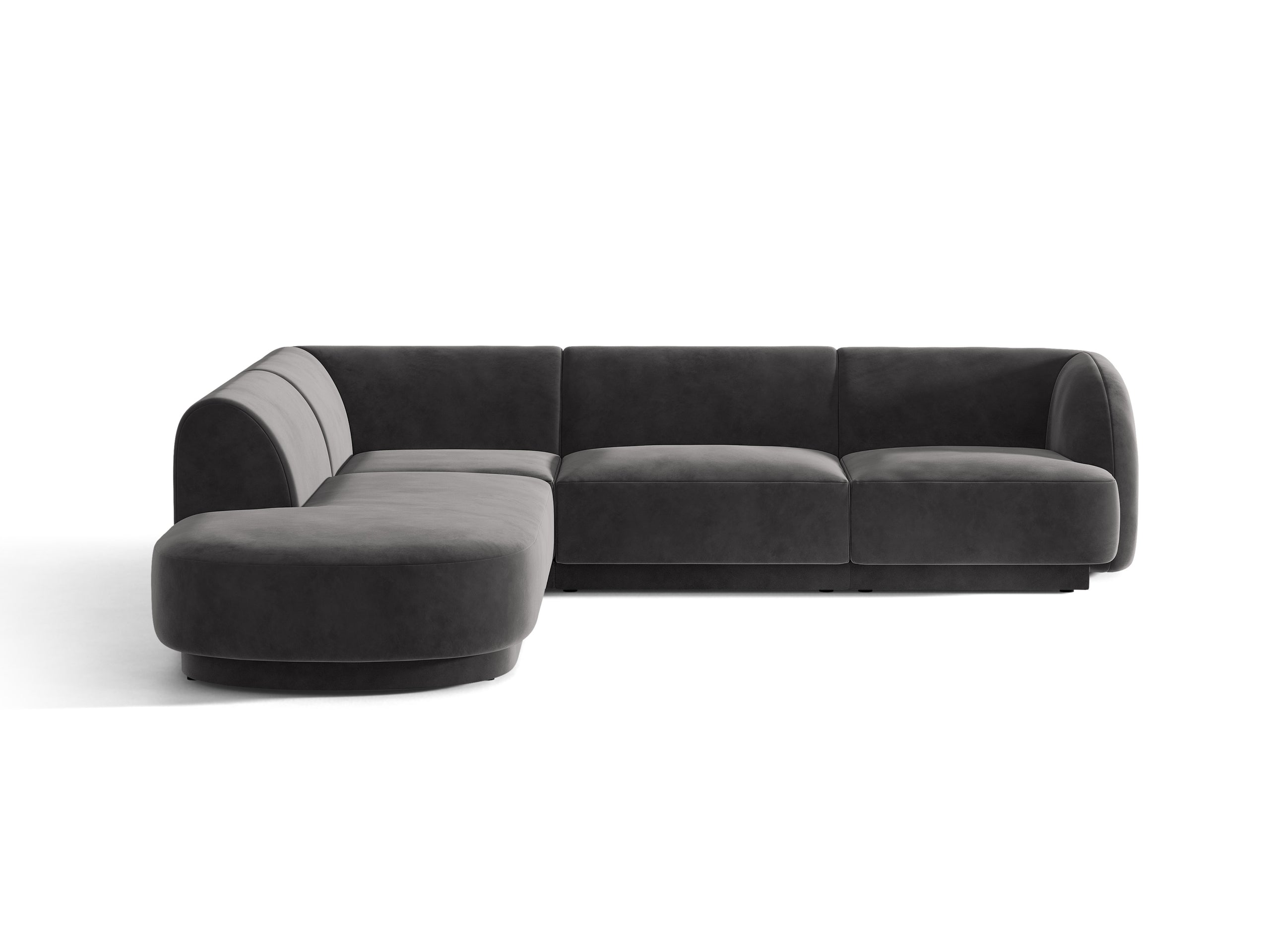 Micadoni Miley rohová sedačka 255 × 248 cm - Zamat Bluvel (Blu14) - Sivá - Ľavé prevedenie