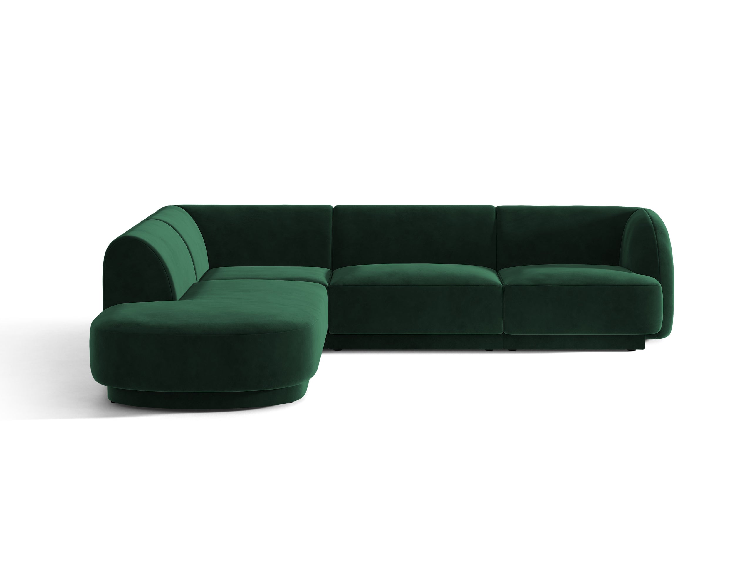 Micadoni Miley rohová sedačka 255 × 248 cm - Zamat Bluvel (Blu78) - Fľaškovozelená - Ľavé prevedenie