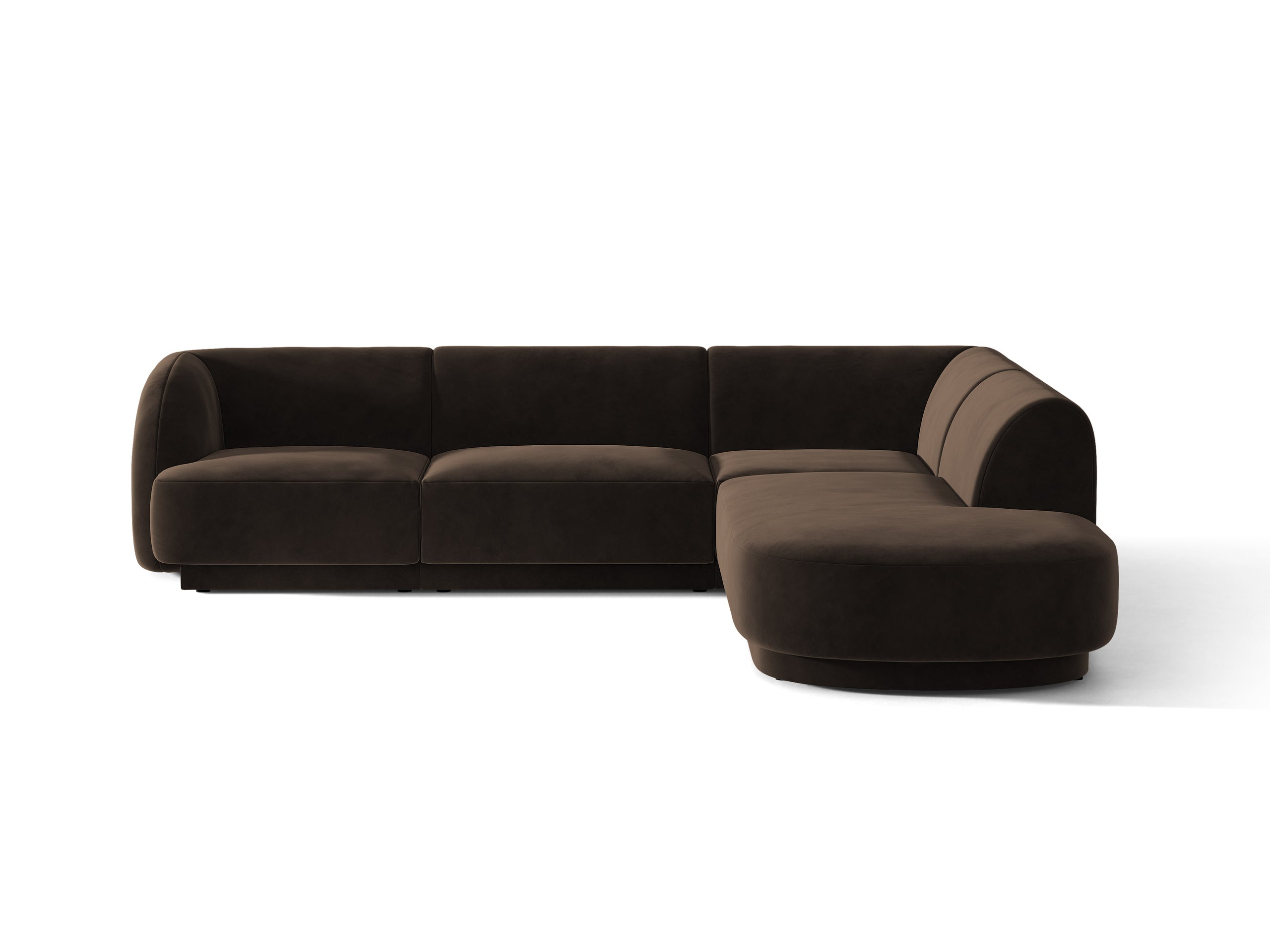 Micadoni Miley rohová sedačka 255 × 248 cm - Zamat Bluvel (Blu48) - Tmavohnedá - Pravé prevedenie