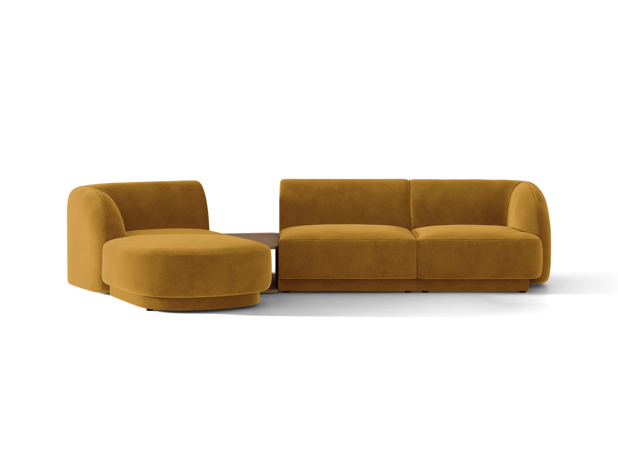 Micadoni Miley modul sedačky s podrúčkou 303 × 178 cm - Zamat Bluvel (Blu68) - Žltá - Ľavé prevedenie