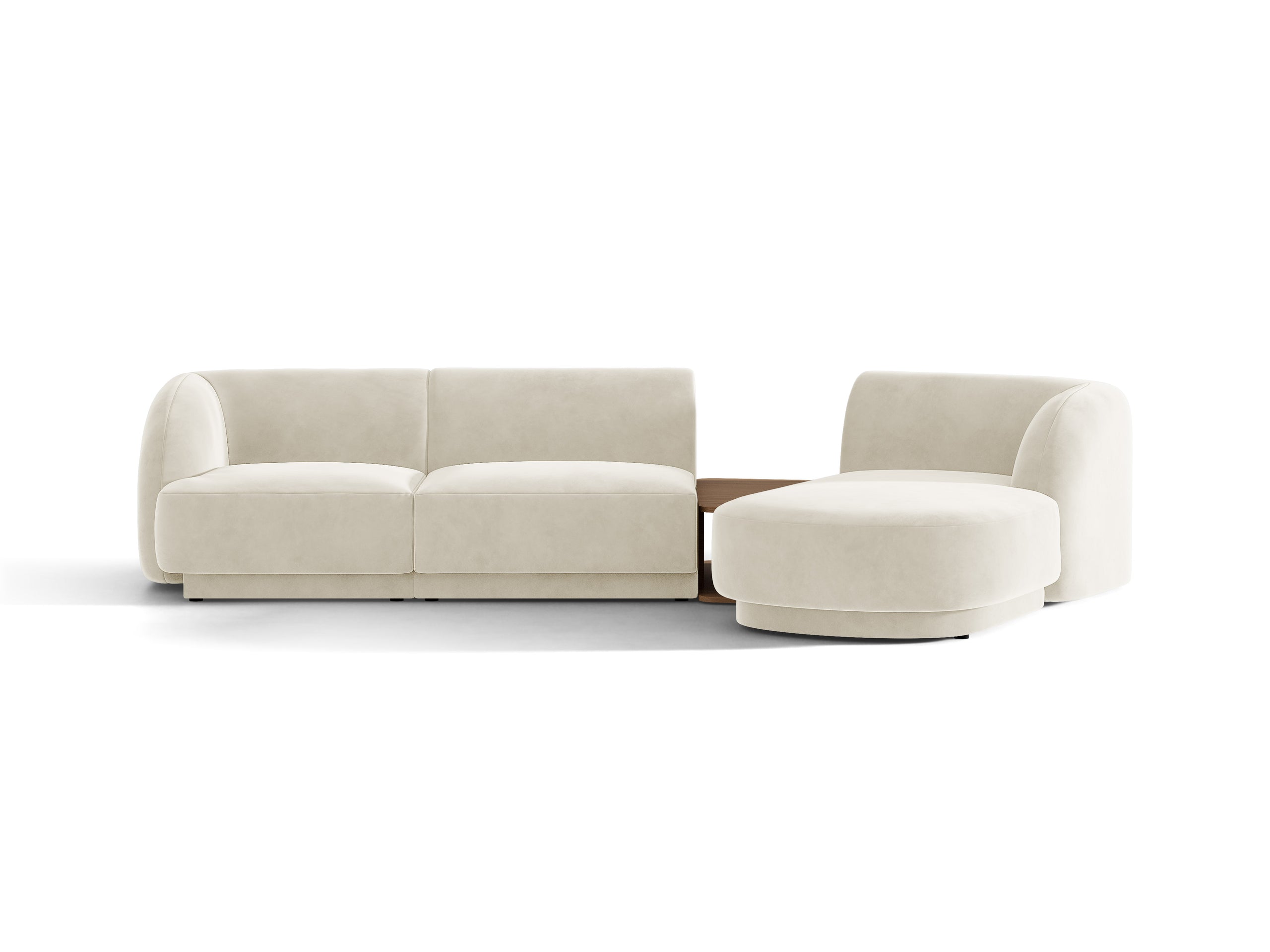 Micadoni Miley modul sedačky s podrúčkou 303 × 178 cm - Zamat Bluvel (Blu22) - Svetlobéžová - Pravé prevedenie