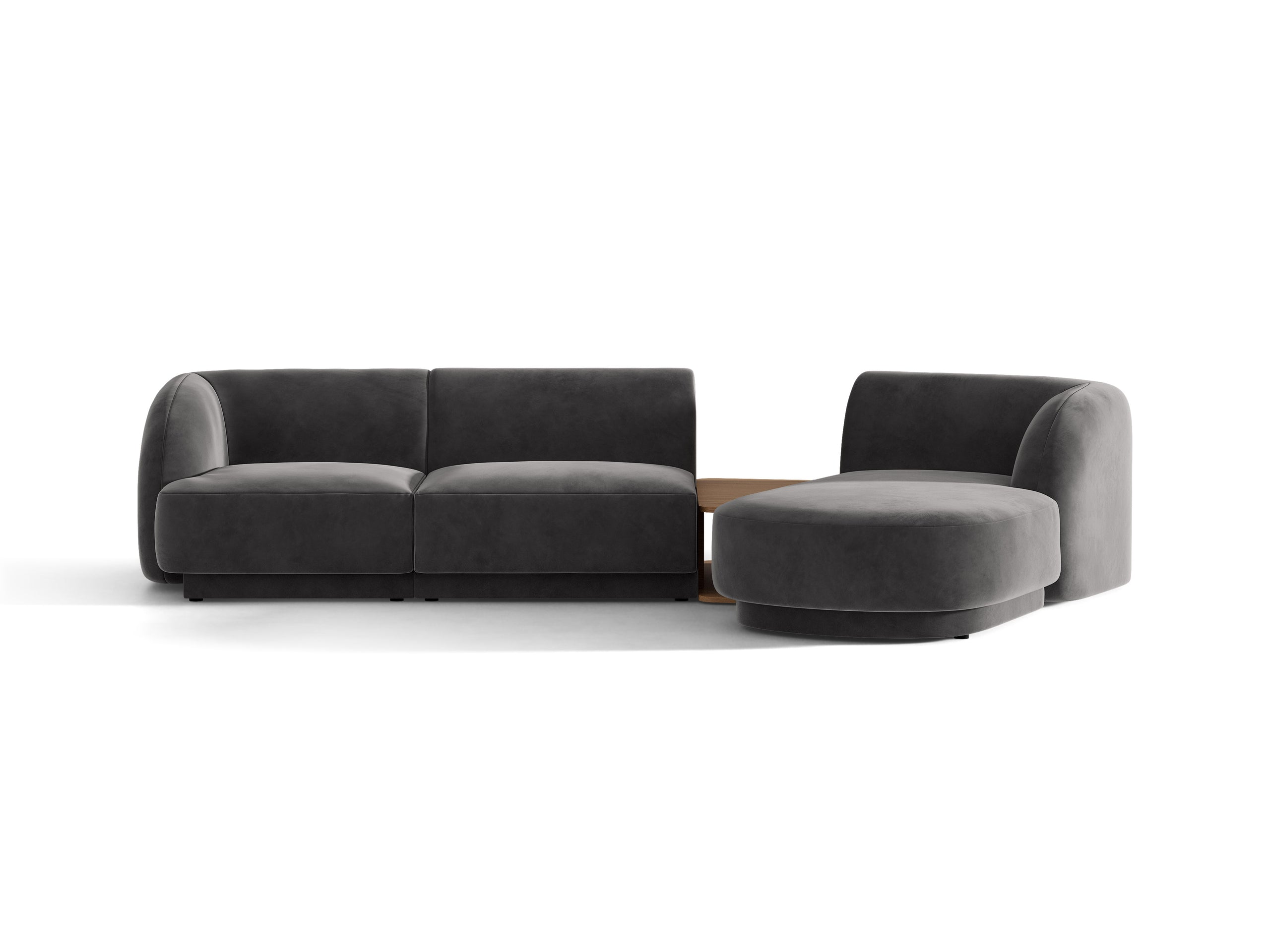 Micadoni Miley modul sedačky s podrúčkou 303 × 178 cm - Zamat Bluvel (Blu14) - Sivá - Pravé prevedenie