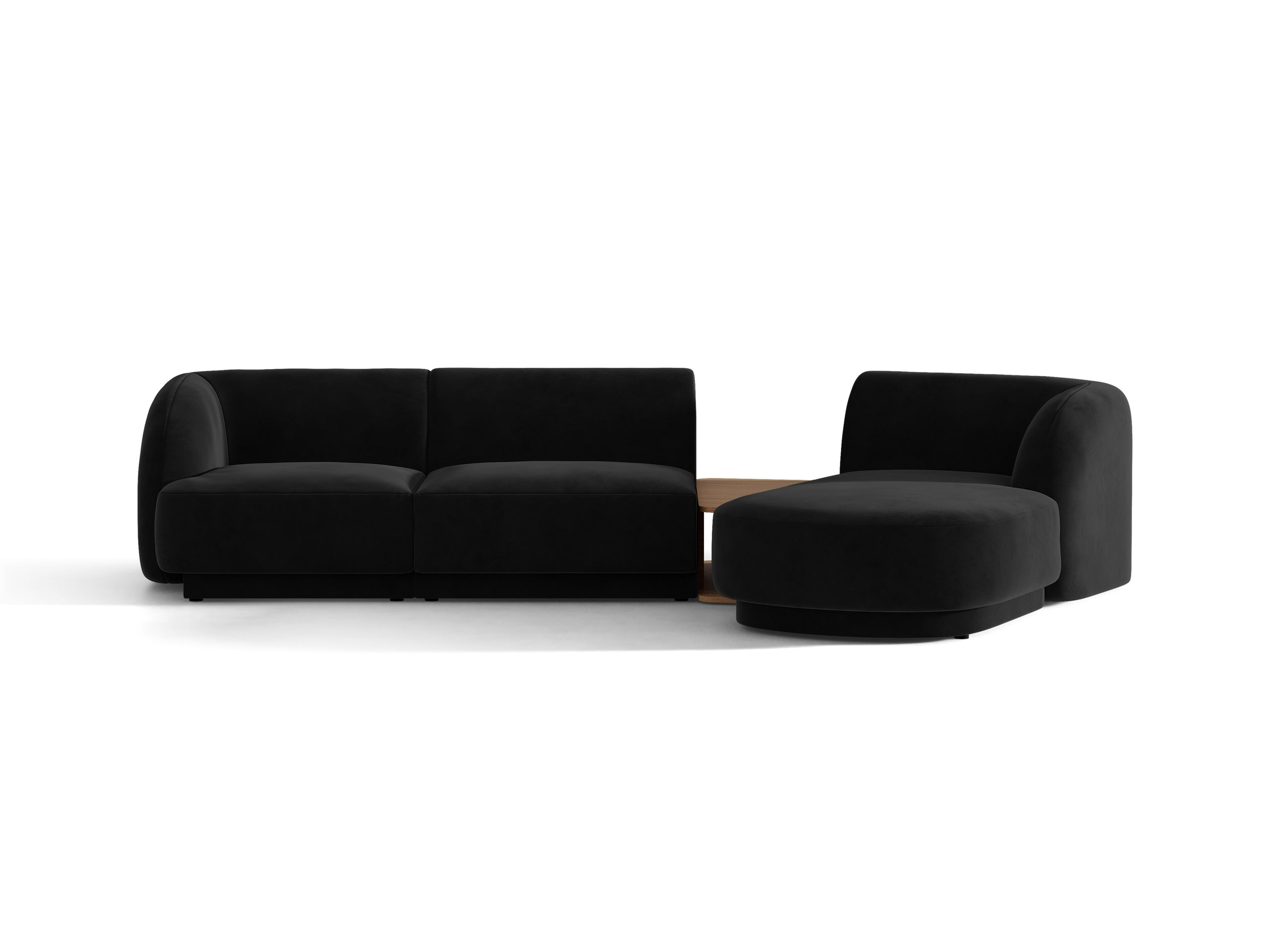 Micadoni Miley modul sedačky s podrúčkou 303 × 178 cm - Zamat Bluvel (Blu19) - Čierna - Pravé prevedenie