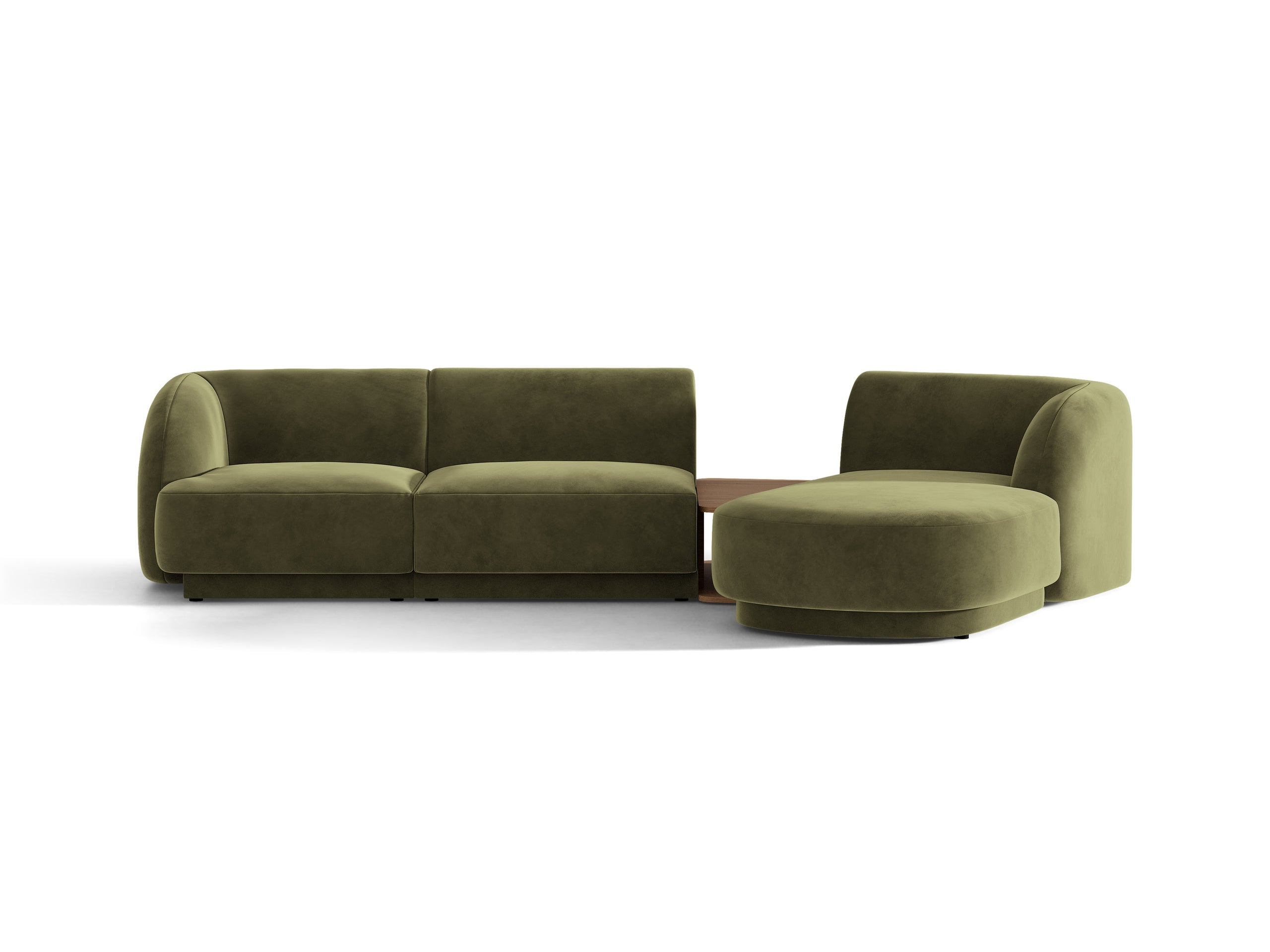 Micadoni Miley modul sedačky s podrúčkou 303 × 178 cm - Zamat Bluvel (Blu77) - Zelená - Pravé prevedenie