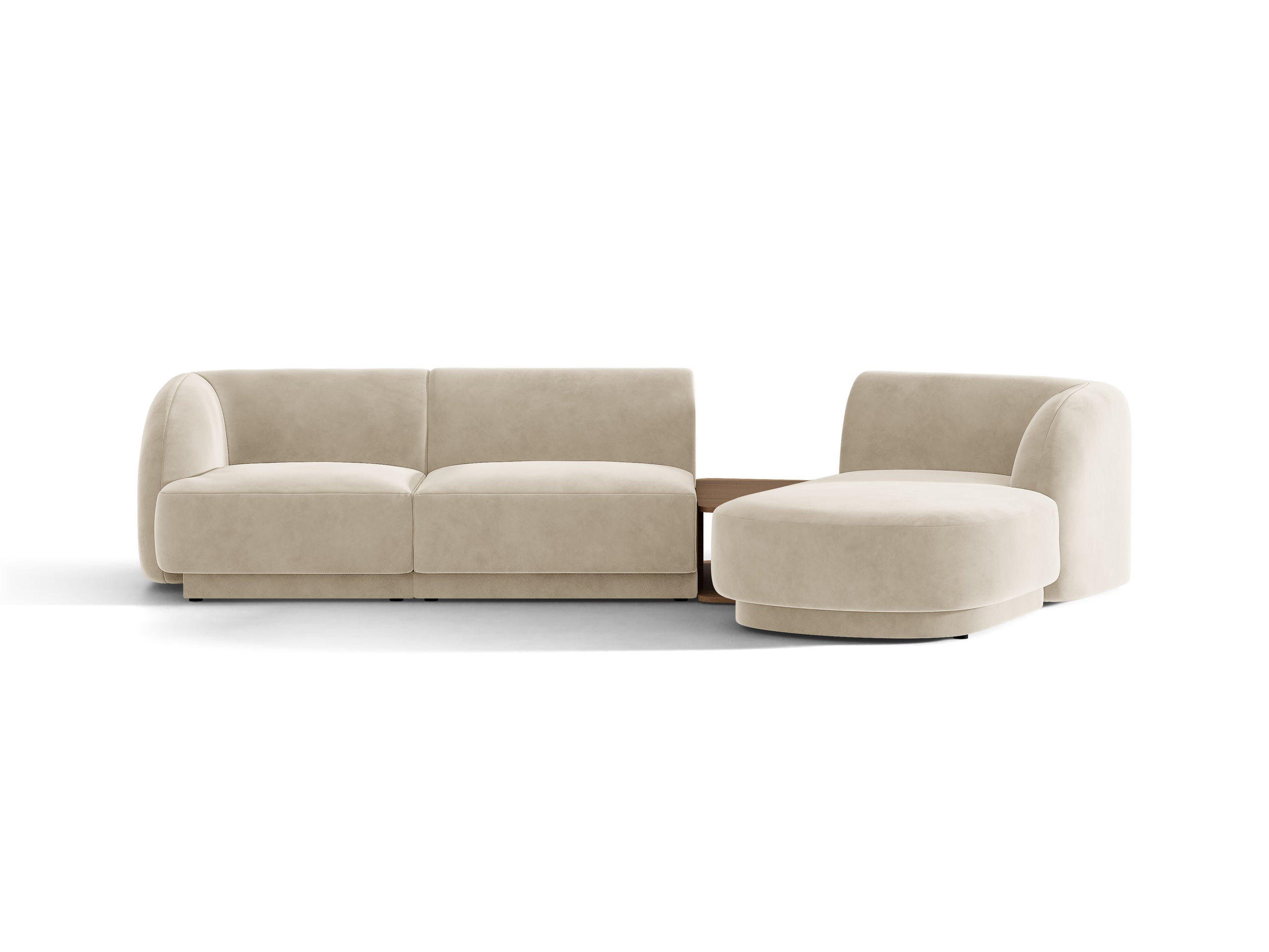 Micadoni Miley modul sedačky s podrúčkou 303 × 178 cm - Zamat Bluvel (Blu30) - Tmavobéžová - Pravé prevedenie