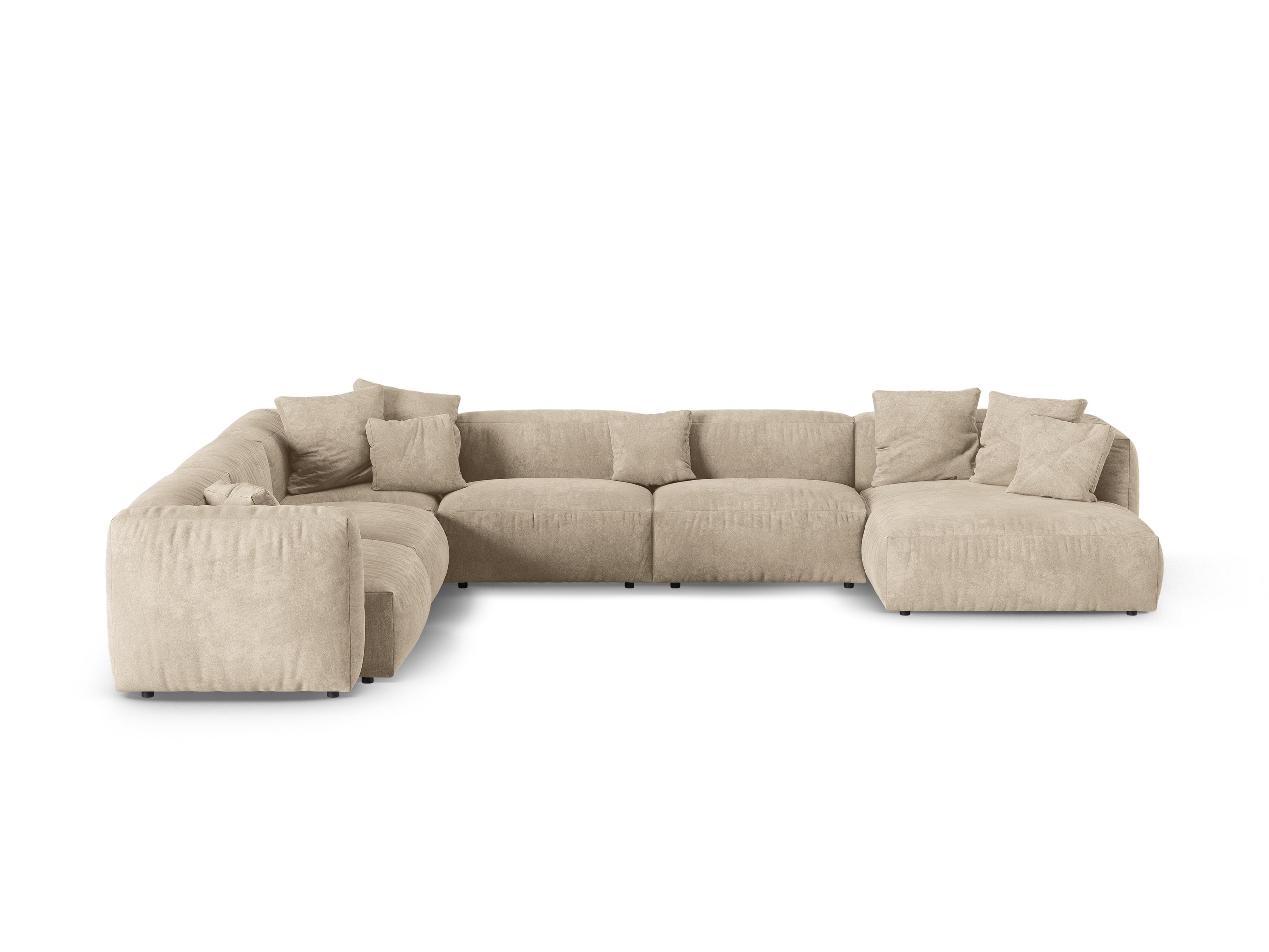 Micadoni Martina rohová sedačka - Zamat Vogue (Vog1) - Svetlobéžová - Nohy: Čierny plast - Ľavé prevedenie - Variant 90 cm