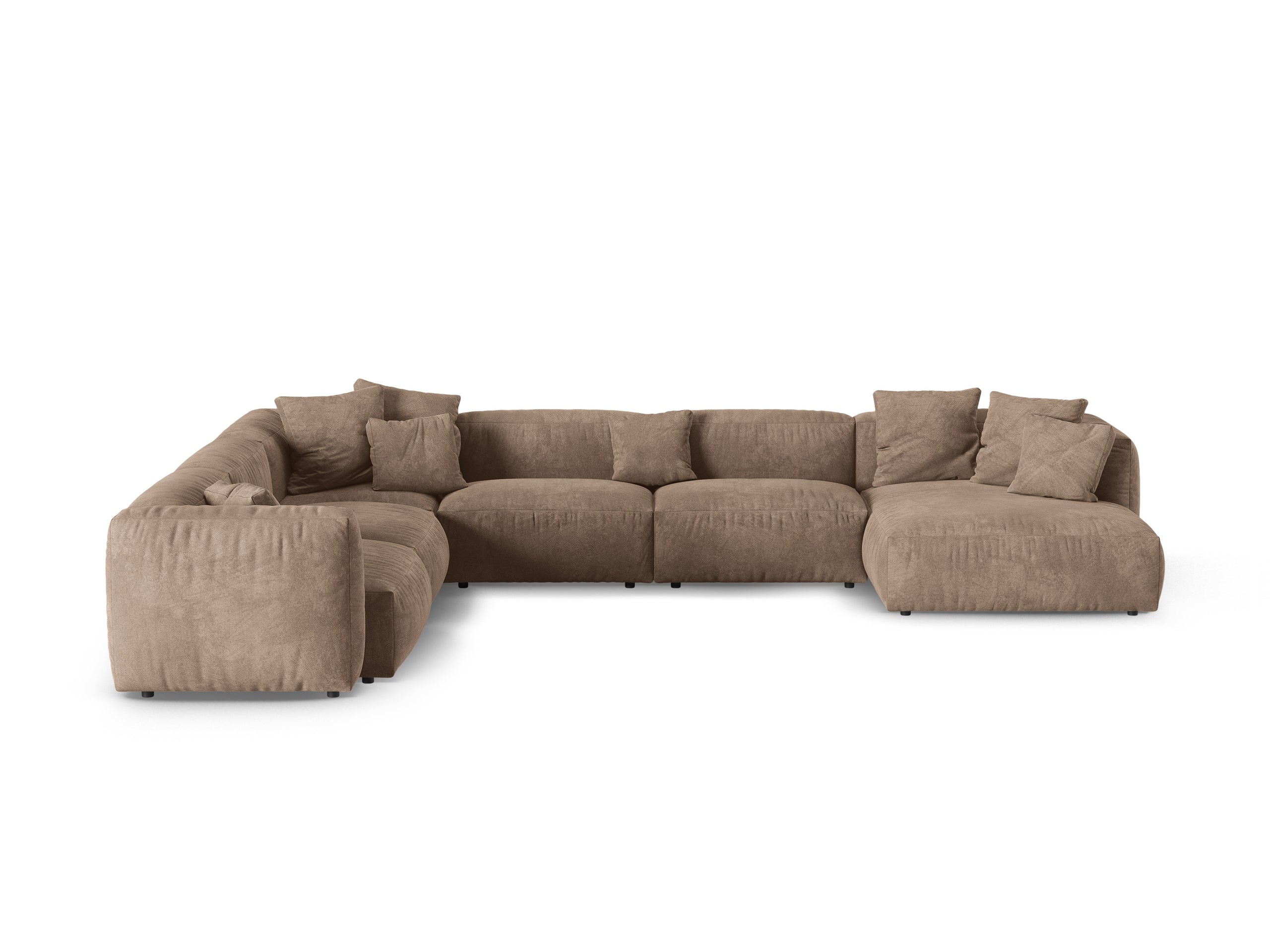 Micadoni Martina rohová sedačka - Zamat Vogue (Vog3) - Tmavobéžová - Nohy: Čierny plast - Ľavé prevedenie - Variant 90 cm