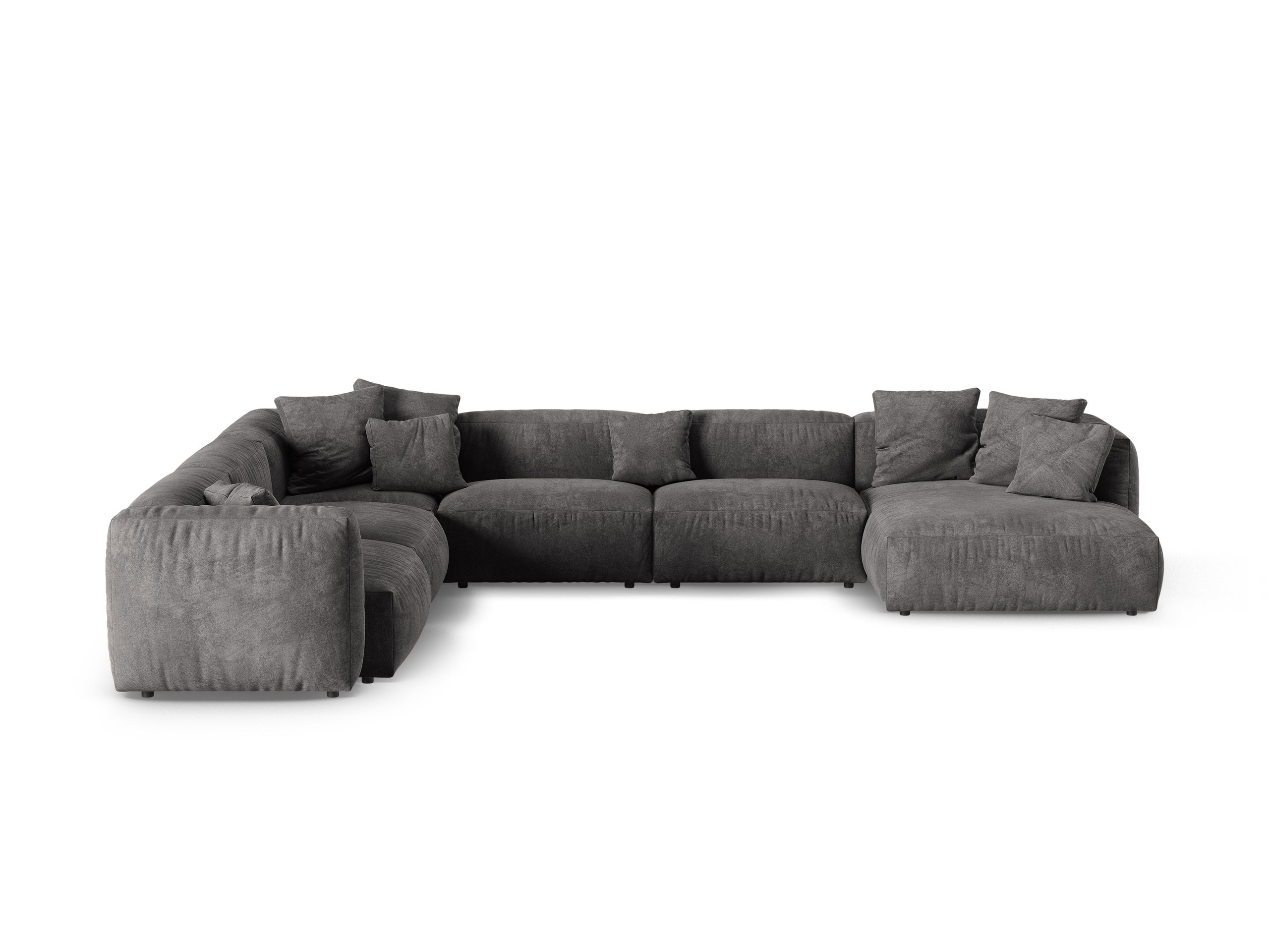 Micadoni Martina rohová sedačka - Zamat Vogue (Vog15) - Sivá - Nohy: Čierny plast - Ľavé prevedenie - Variant 90 cm
