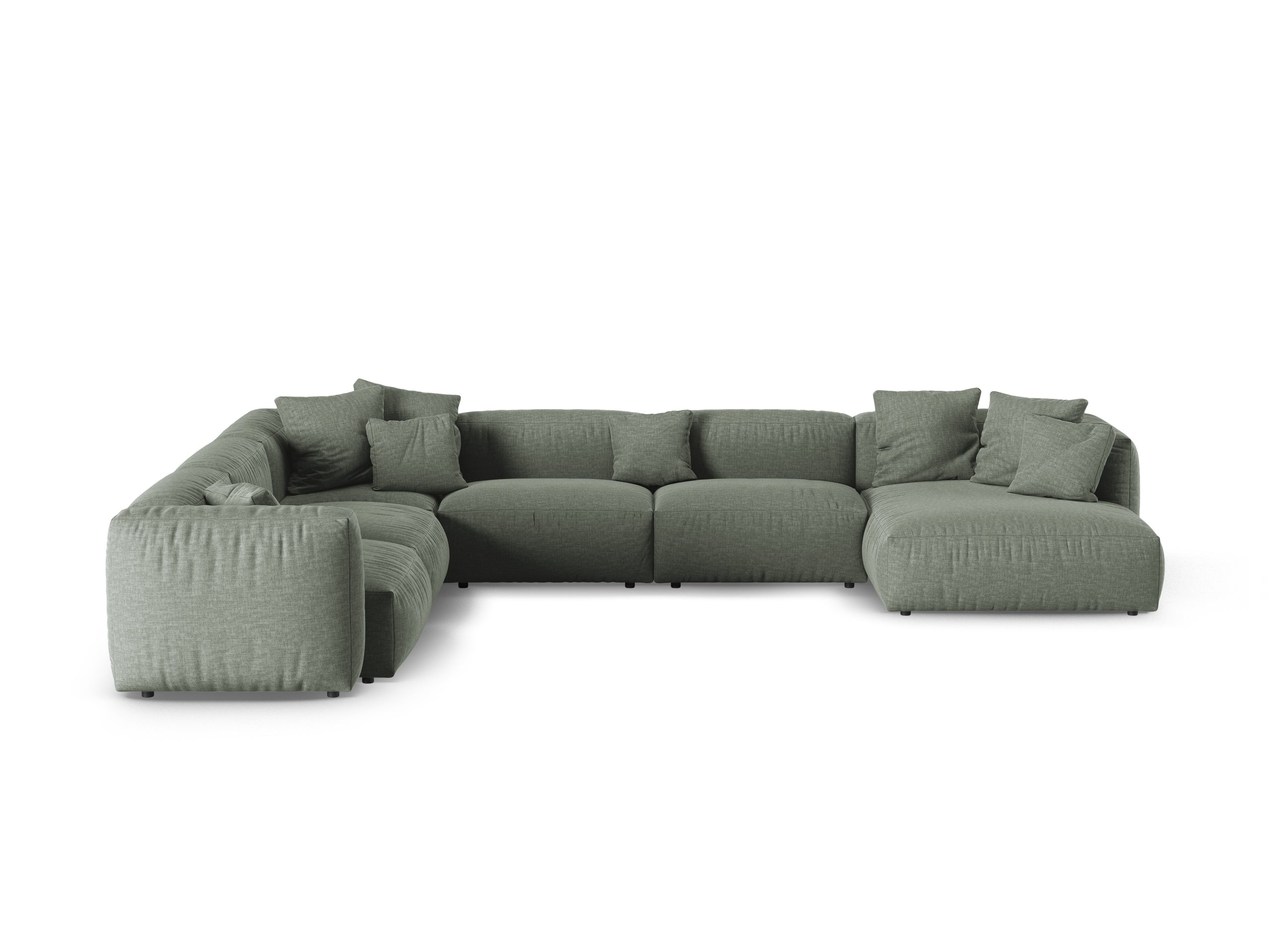 Micadoni Martina rohová sedačka - Štrukturovaná látka Boston (Bowagreen) - Machovozelená - Nohy: Čierny plast - Ľavé prevedenie - Variant 90 cm