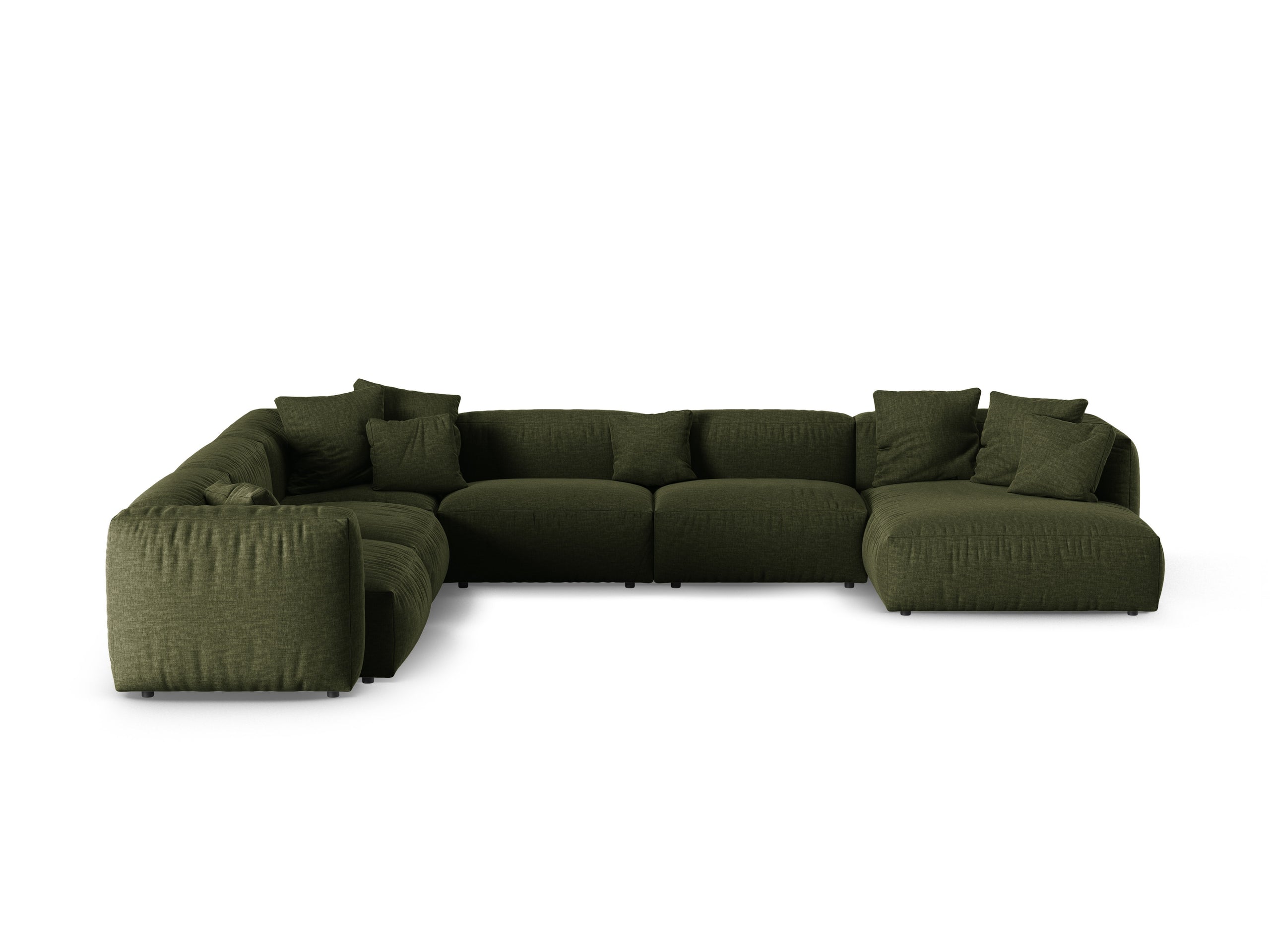 Micadoni Martina rohová sedačka - Štrukturovaná látka Boston (Bofores) - Zelená - Nohy: Čierny plast - Ľavé prevedenie - Variant 90 cm