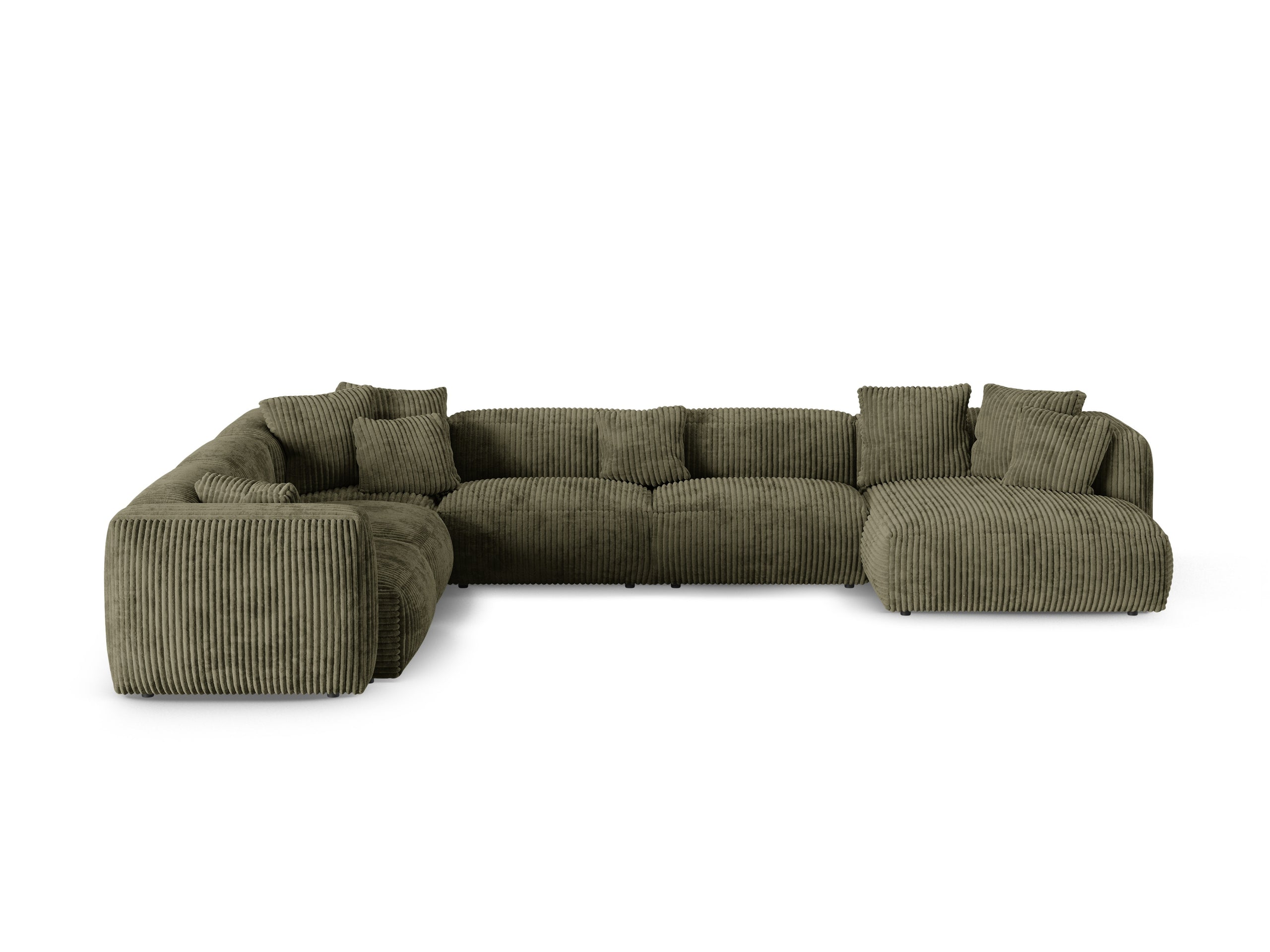 Micadoni Martina rohová sedačka - Menčester Tilia (Til37) - Machovozelená - Nohy: Čierny plast - Ľavé prevedenie - Variant 90 cm