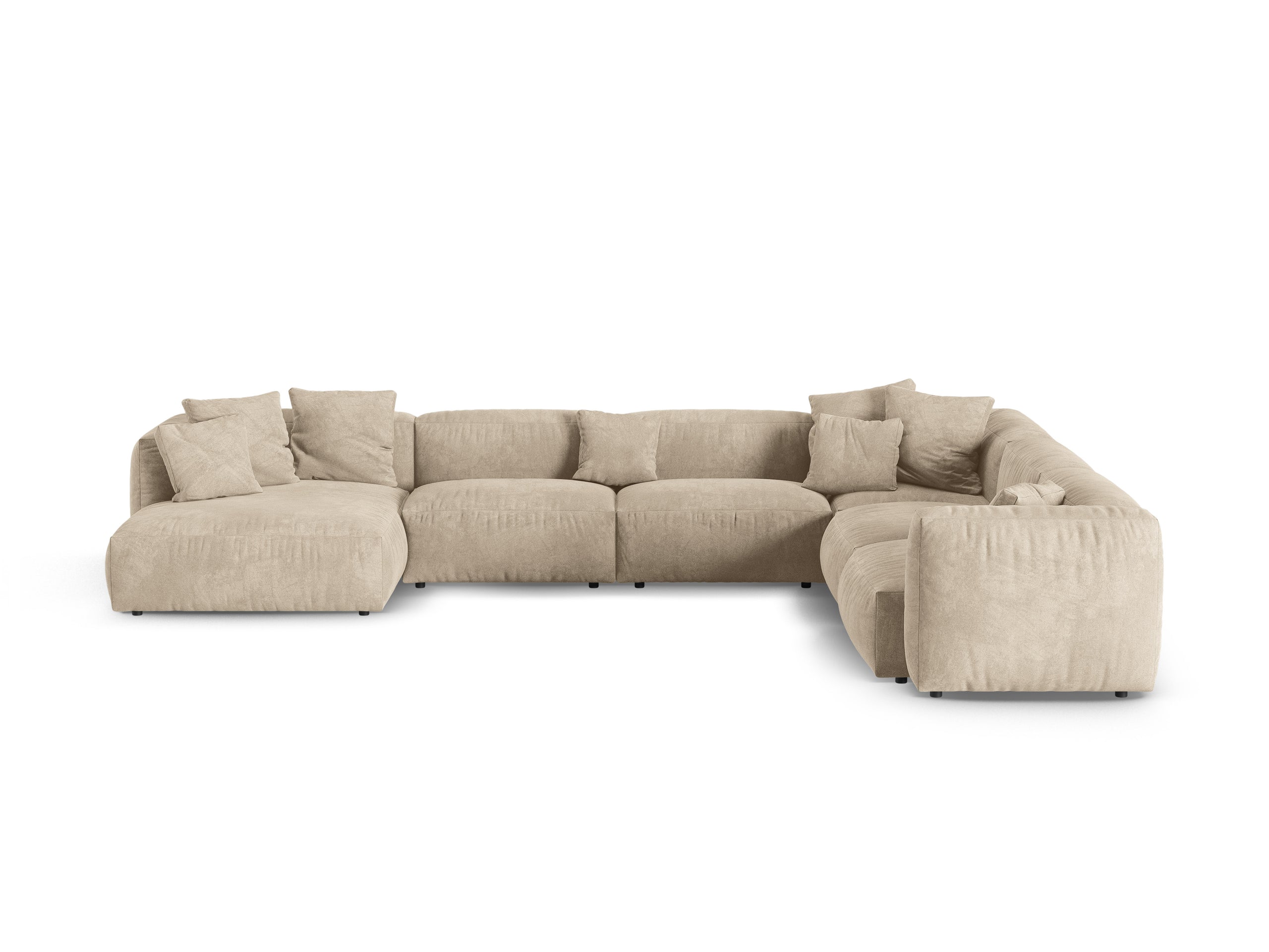 Micadoni Martina rohová sedačka - Zamat Vogue (Vog1) - Svetlobéžová - Nohy: Čierny plast - Pravé prevedenie - Variant 90 cm