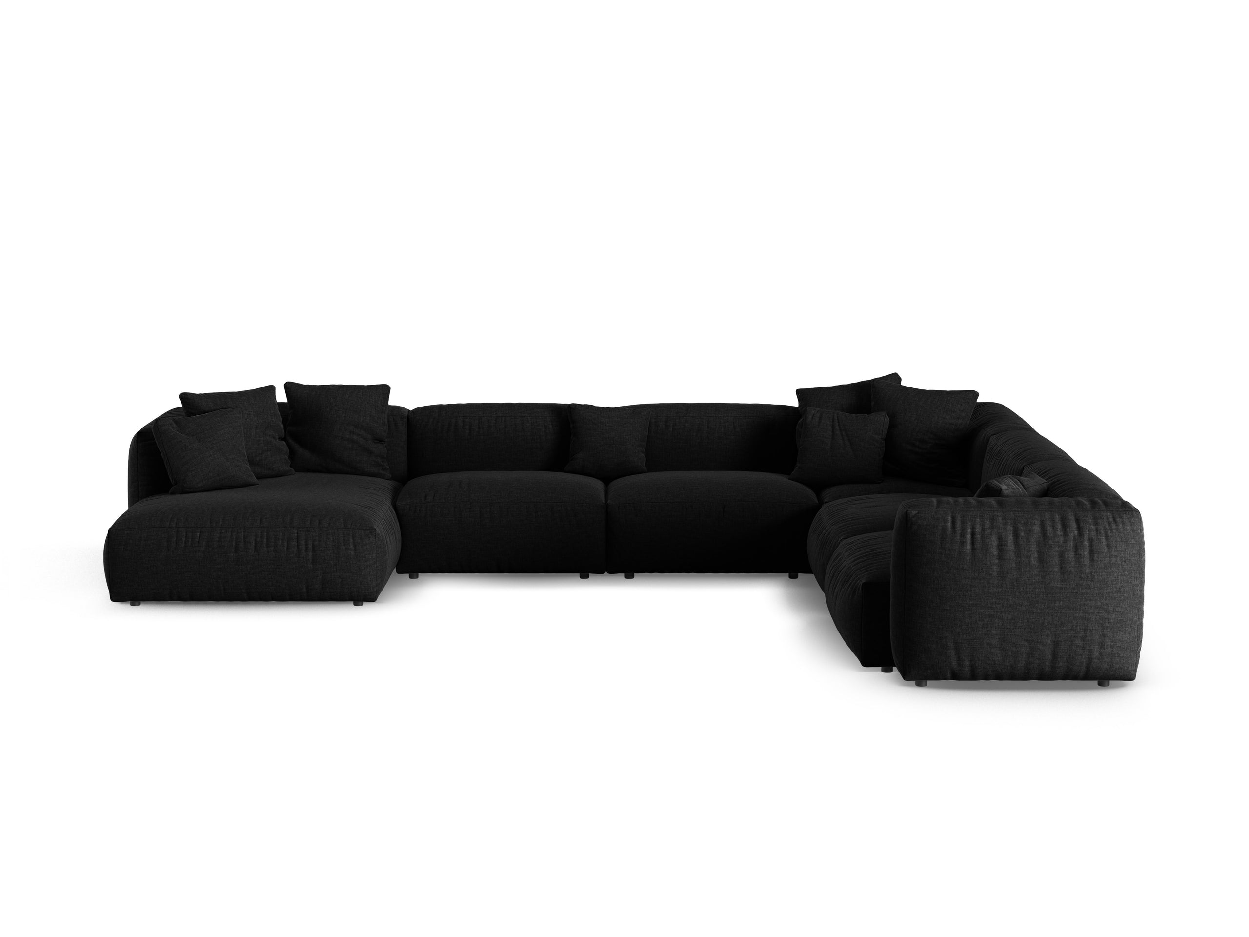 Micadoni Martina rohová sedačka - Štrukturovaná látka Boston (Boblack) - Čierna - Nohy: Čierny plast - Pravé prevedenie - Variant 90 cm