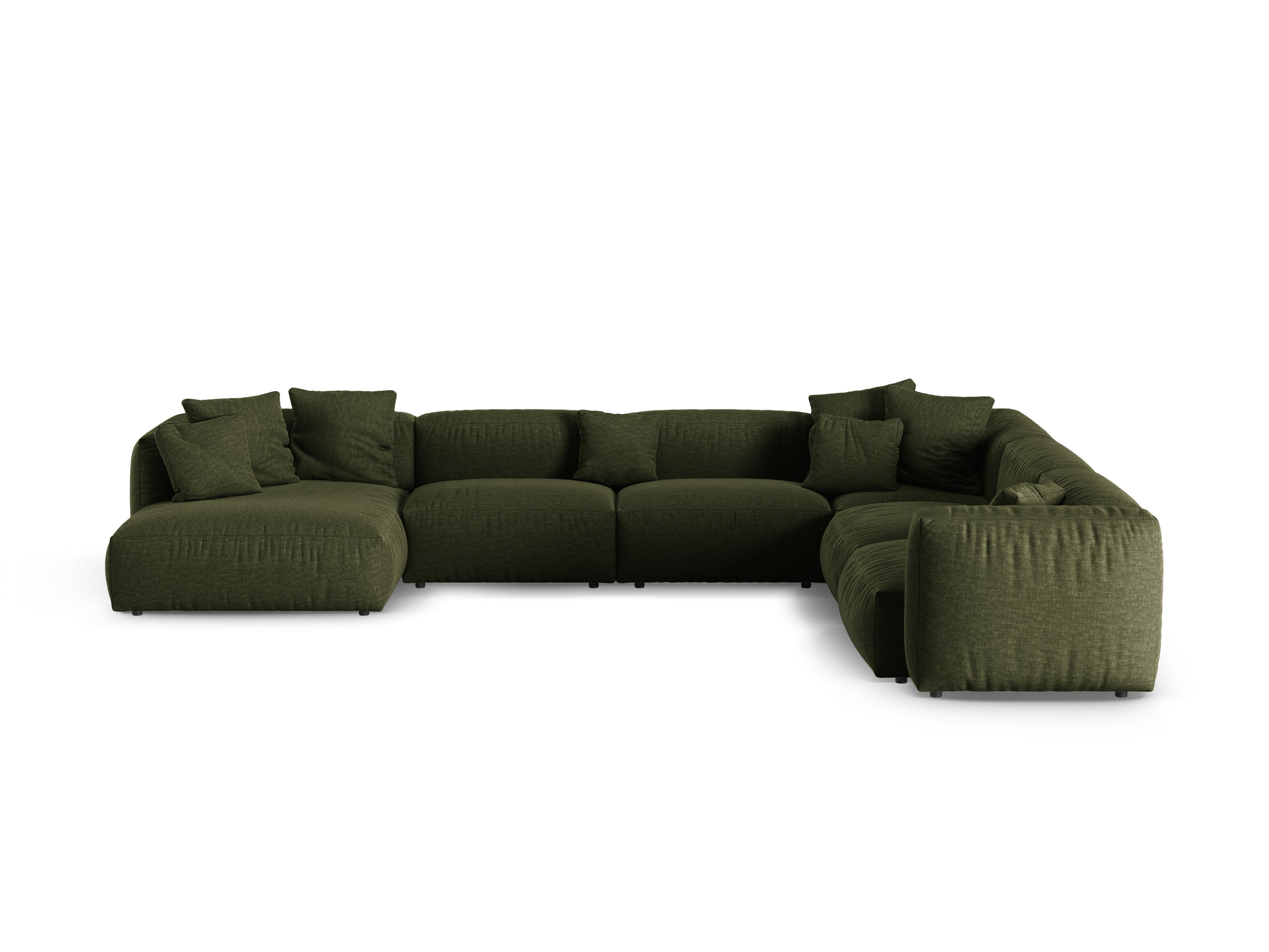 Micadoni Martina rohová sedačka - Štrukturovaná látka Boston (Bofores) - Zelená - Nohy: Čierny plast - Pravé prevedenie - Variant 90 cm