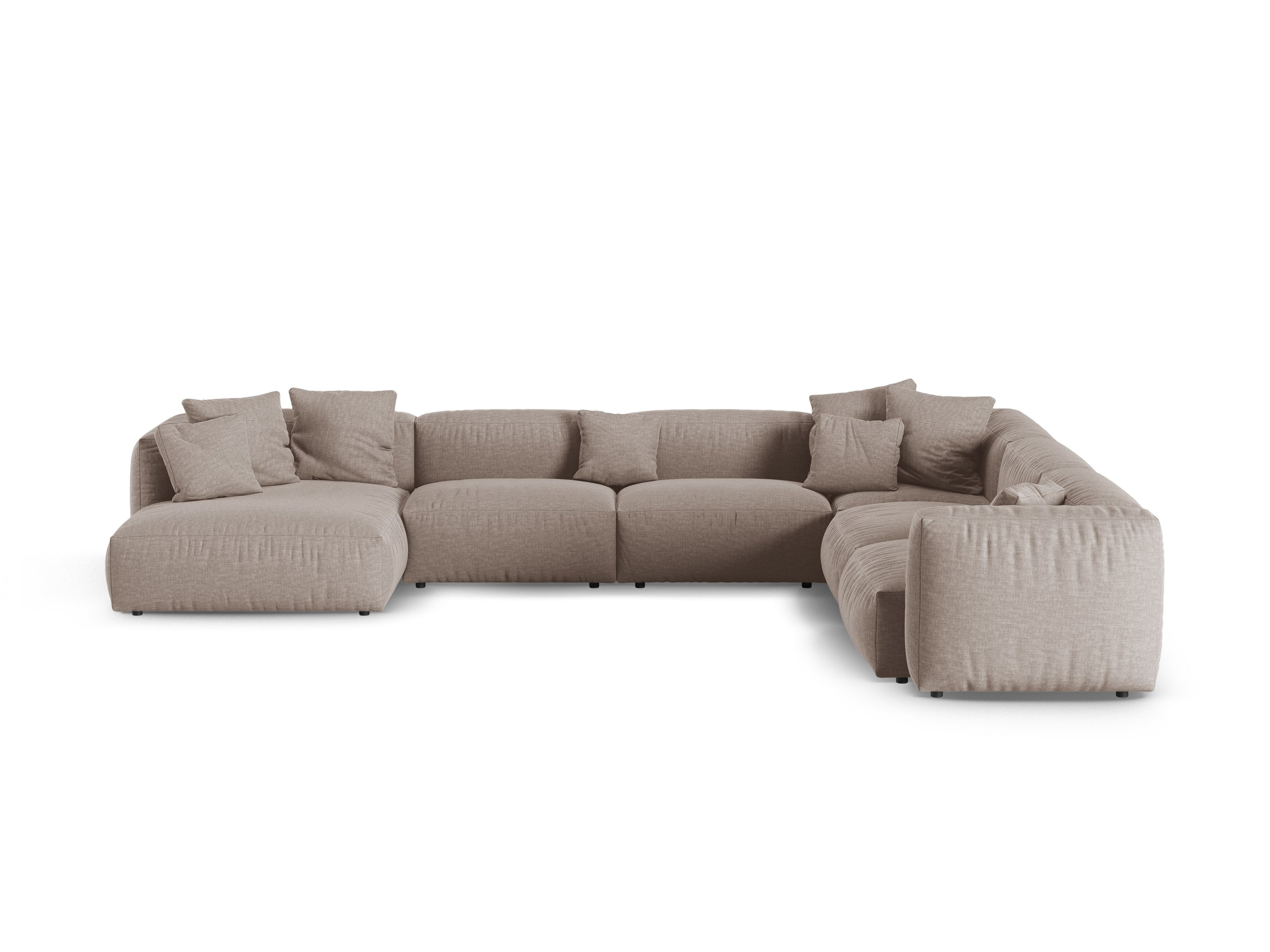 Micadoni Martina rohová sedačka - Štrukturovaná látka Boston (Botruf) - Tmavobéžová - Nohy: Čierny plast - Pravé prevedenie - Variant 90 cm
