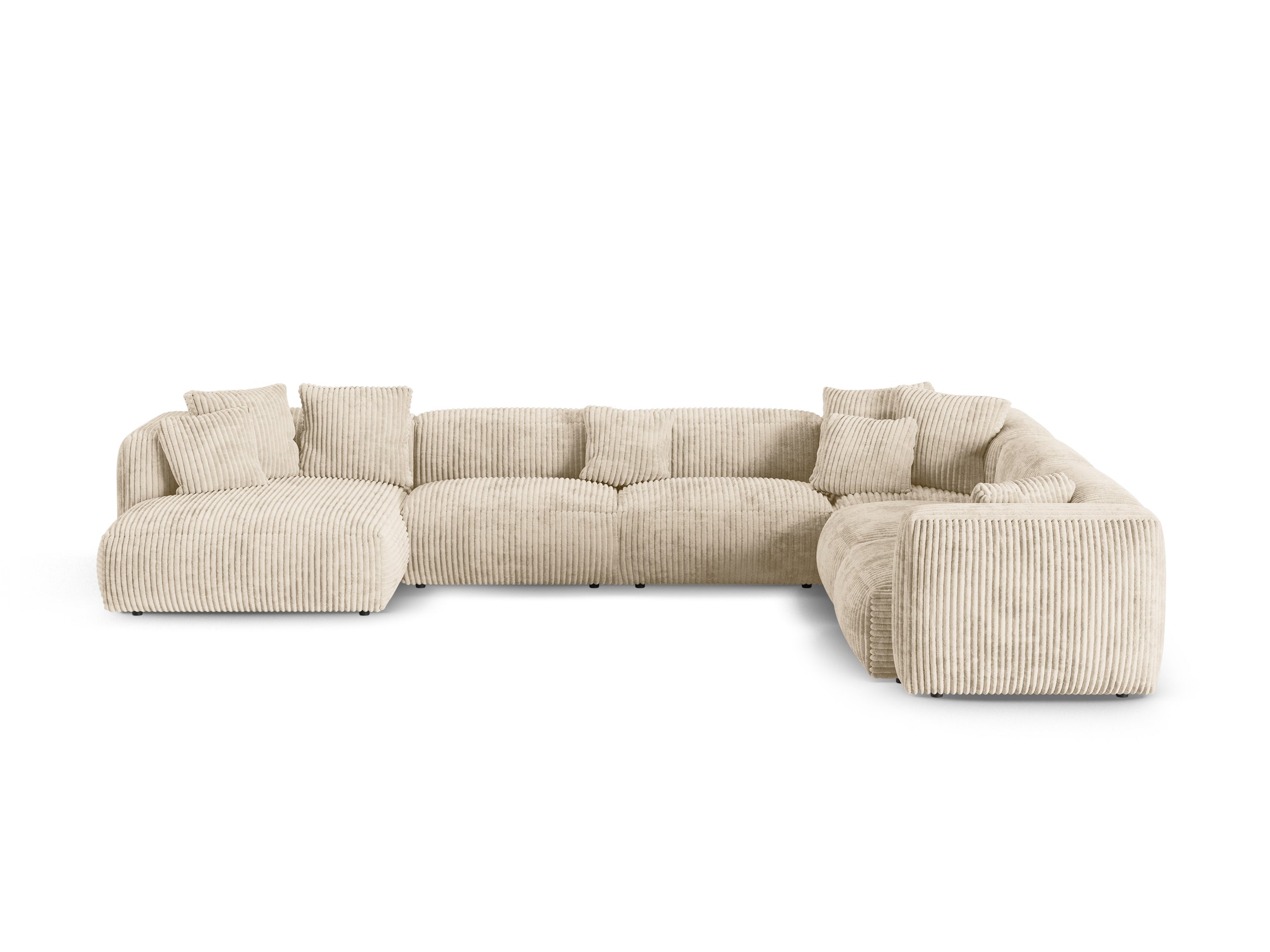 Micadoni Martina rohová sedačka - Menčester Tilia (Til03) - Svetlobéžová - Nohy: Čierny plast - Pravé prevedenie - Variant 90 cm