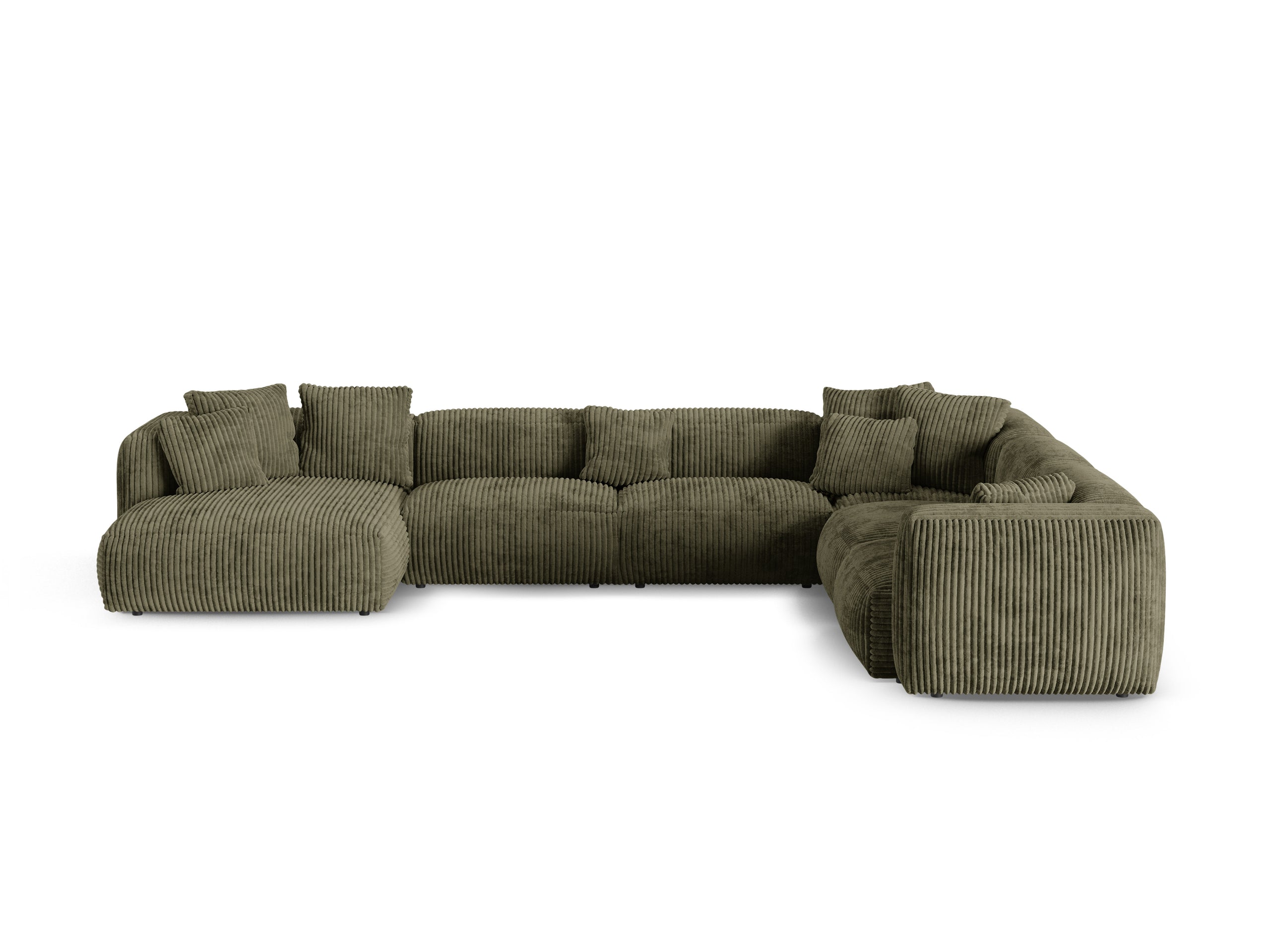 Micadoni Martina rohová sedačka - Menčester Tilia (Til37) - Machovozelená - Nohy: Čierny plast - Pravé prevedenie - Variant 90 cm