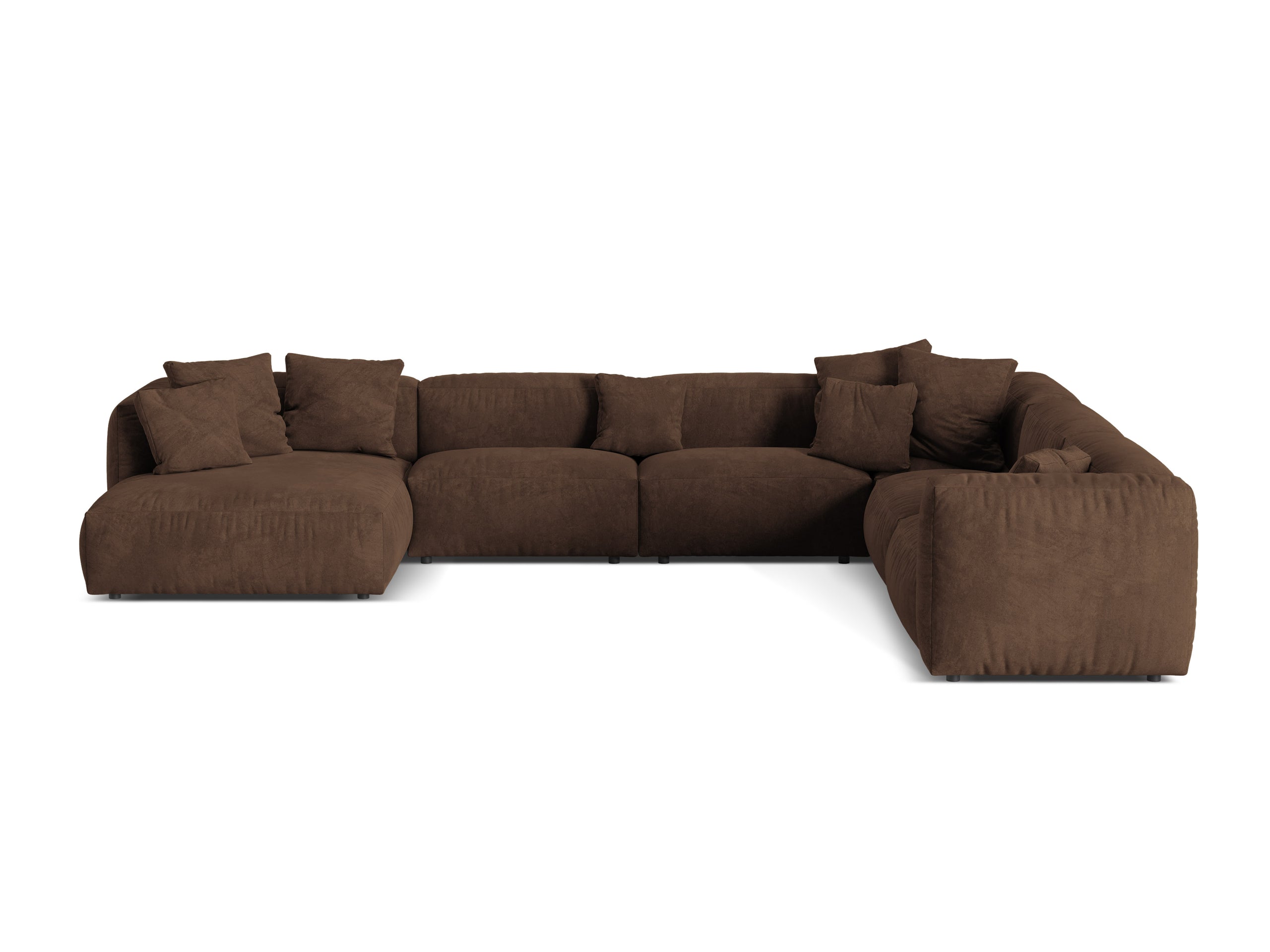Micadoni Martina rohová sedačka - Zamat Vogue (Vog6) - Čokoládová - Nohy: Čierny plast - Pravé prevedenie - Variant 90 cm