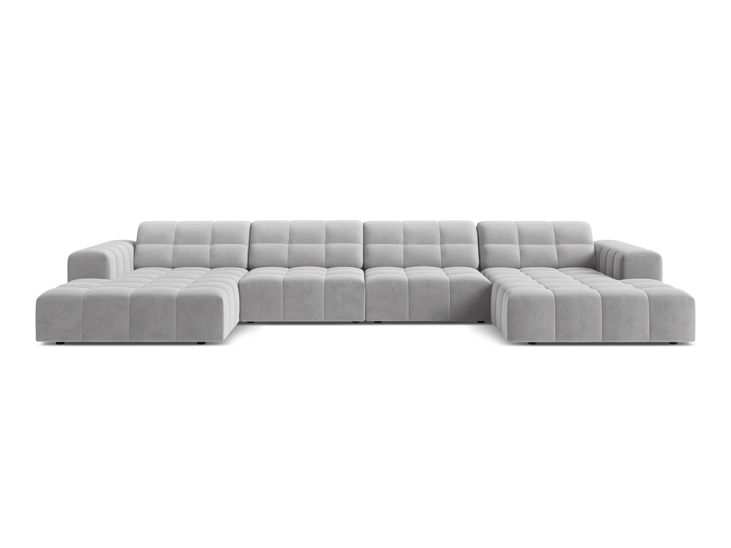 Micadoni Jennifer panoramatická sedačka 375 × 167 cm - Zamat Bluvel (Blu03) - Strieborná