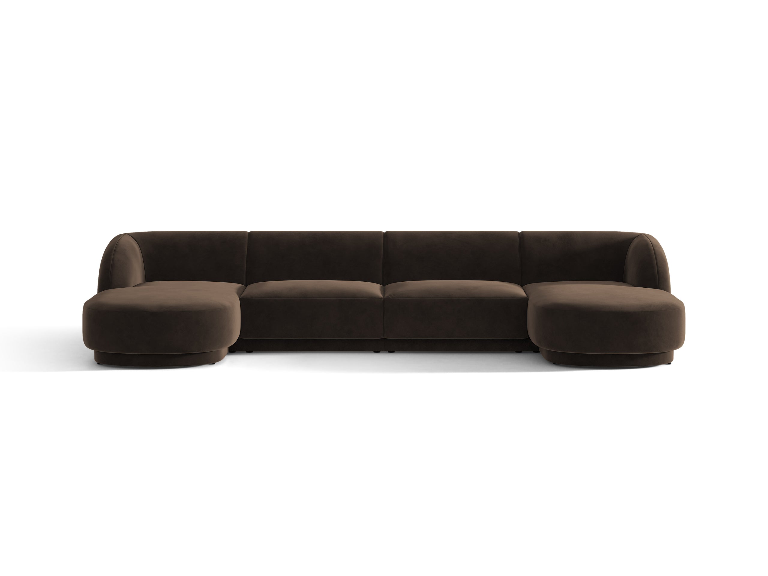 Micadoni Miley panoramatická sedačka 330 × 156 cm - Zamat Bluvel (Blu48) - Tmavohnedá