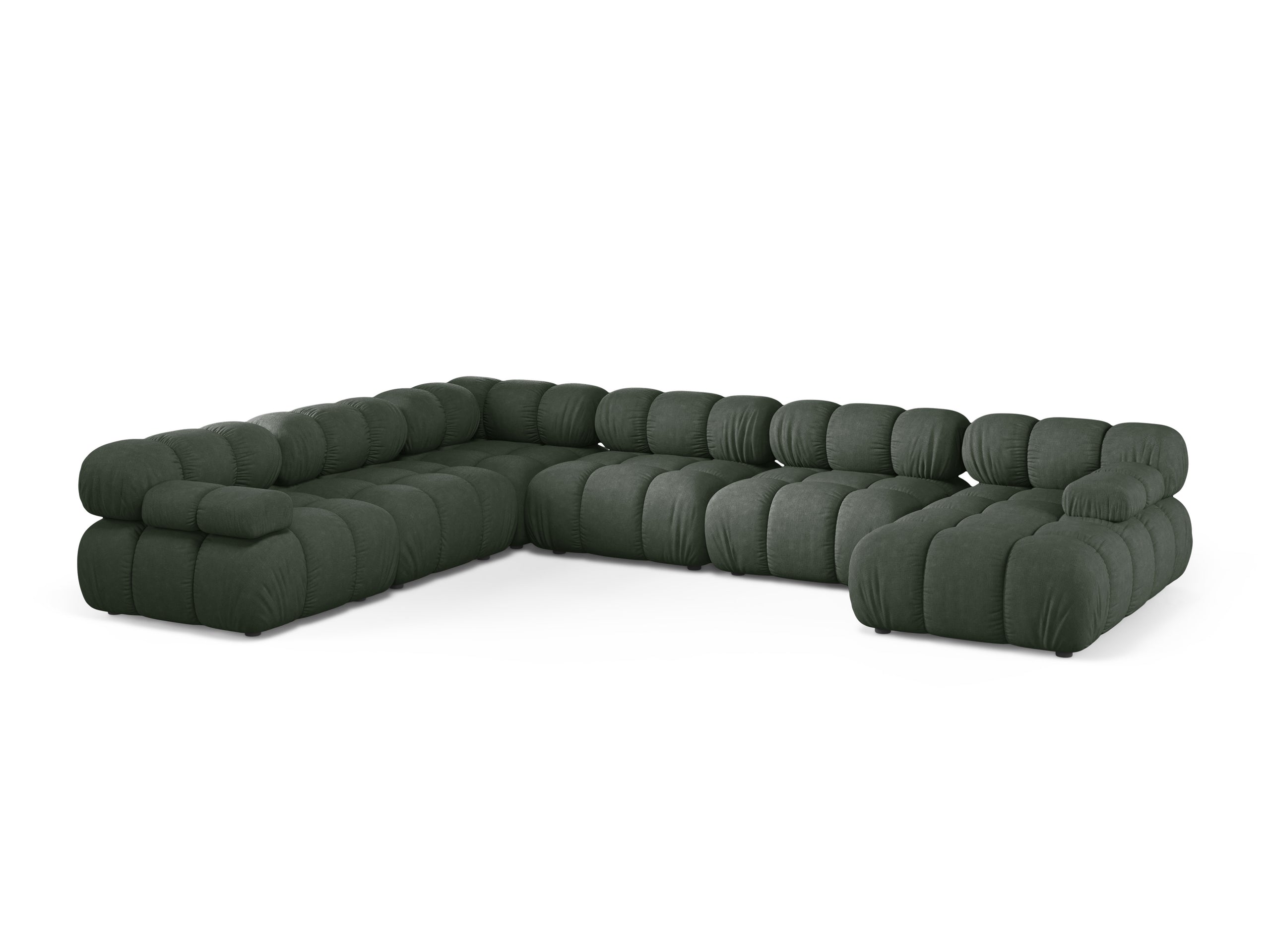 Micadoni Bellis panoramatická sedačka 376 × 282 cm - Štrukturovaná látka Liberty (Lib12) - Machovozelená - Ľavé prevedenie