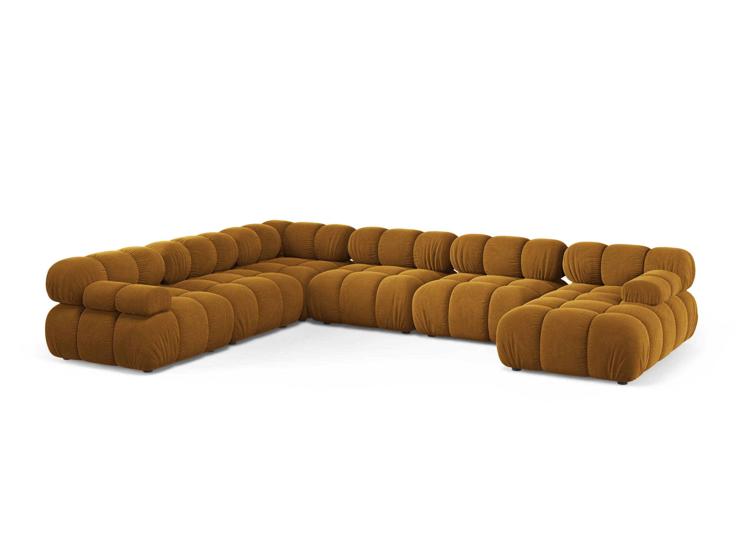 Micadoni Bellis panoramatická sedačka 376 × 282 cm - Zamat Bluvel (Blu68) - Žltá - Ľavé prevedenie