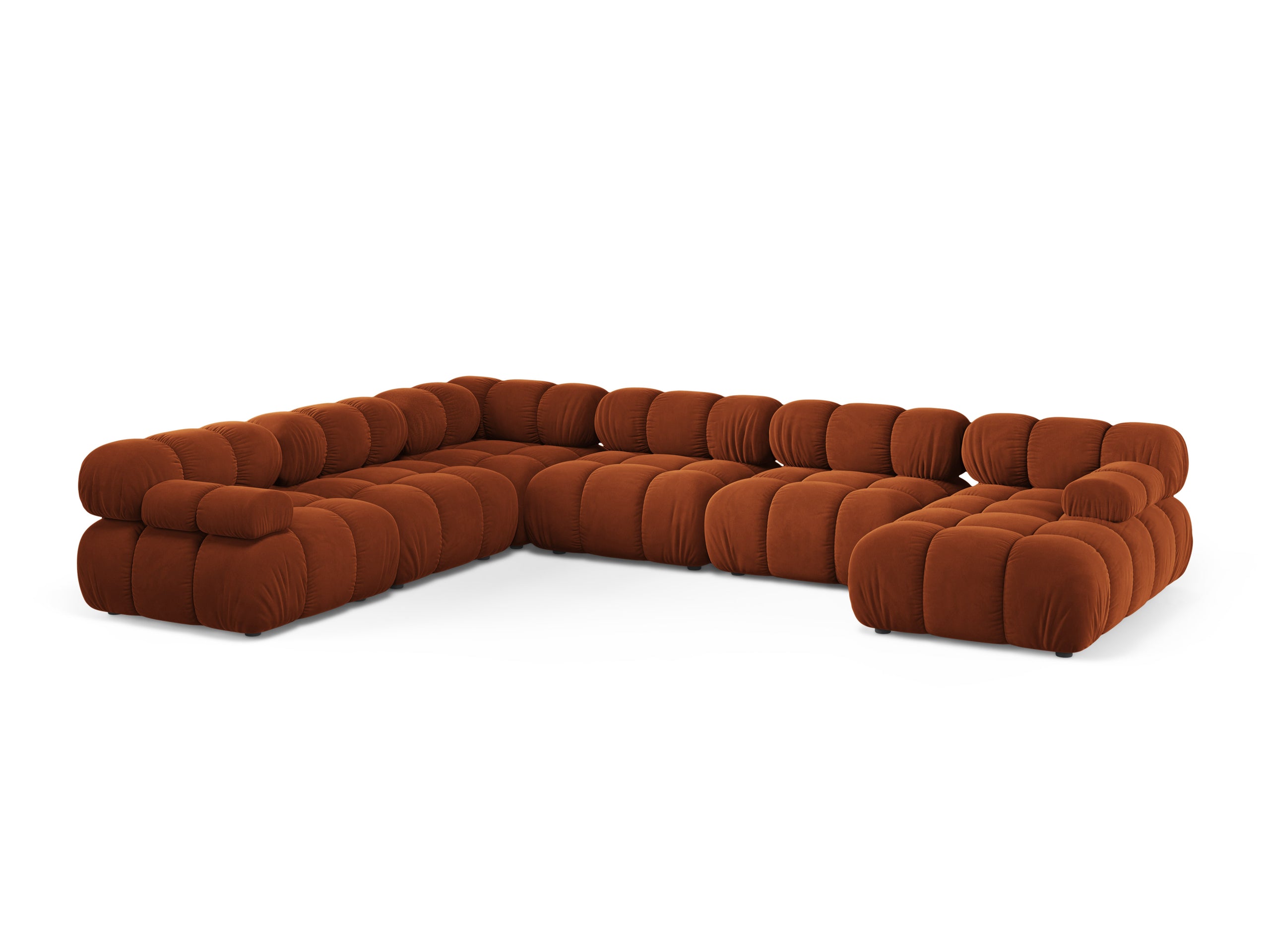 Micadoni Bellis panoramatická sedačka 376 × 282 cm - Zamat Bluvel (Blu4215) - Terakotová - Ľavé prevedenie