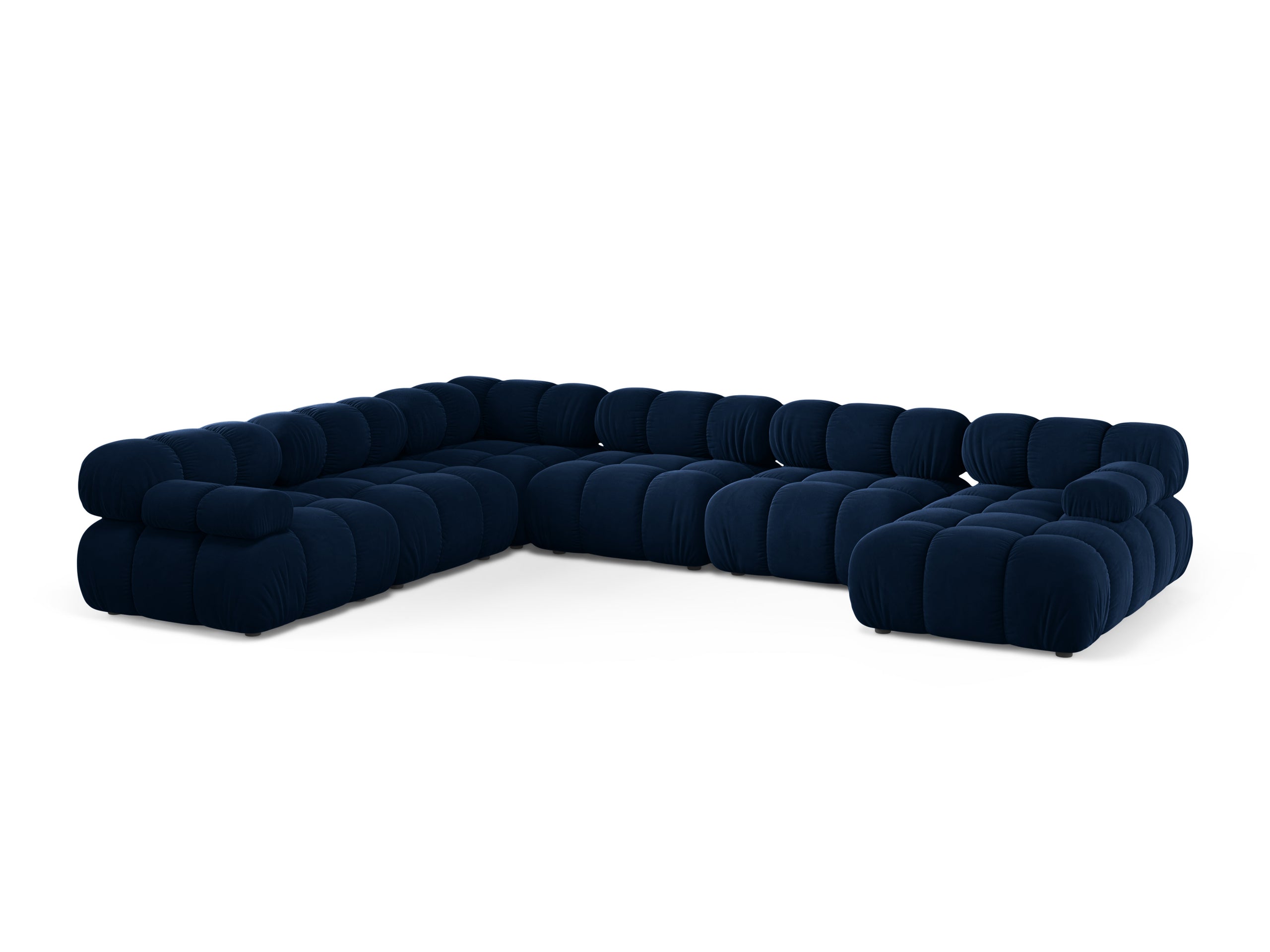 Micadoni Bellis panoramatická sedačka 376 × 282 cm - Zamat Bluvel (Blu86) - Kráľovská modrá - Ľavé prevedenie