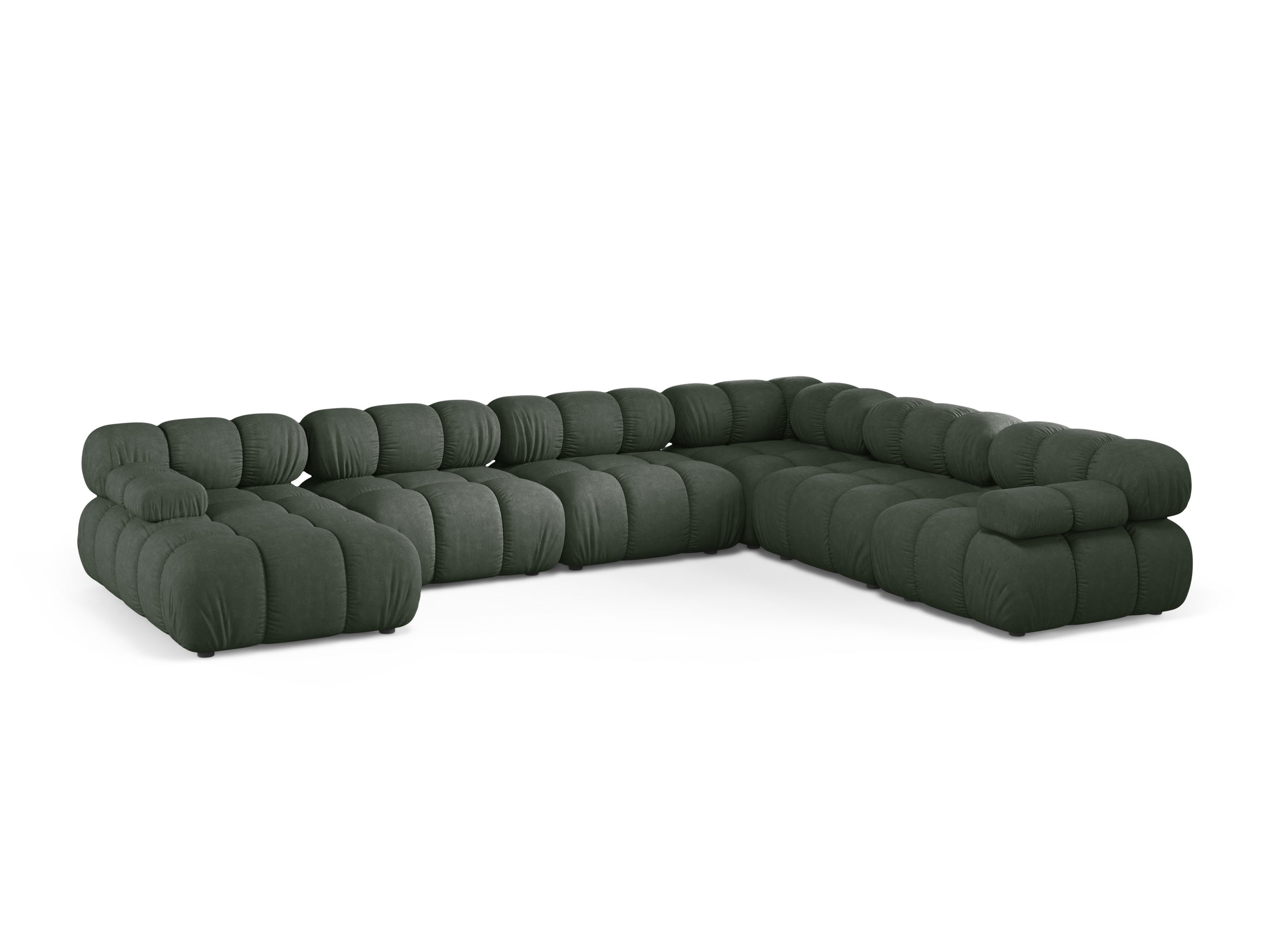 Micadoni Bellis panoramatická sedačka 376 × 282 cm - Štrukturovaná látka Liberty (Lib12) - Machovozelená - Pravé prevedenie
