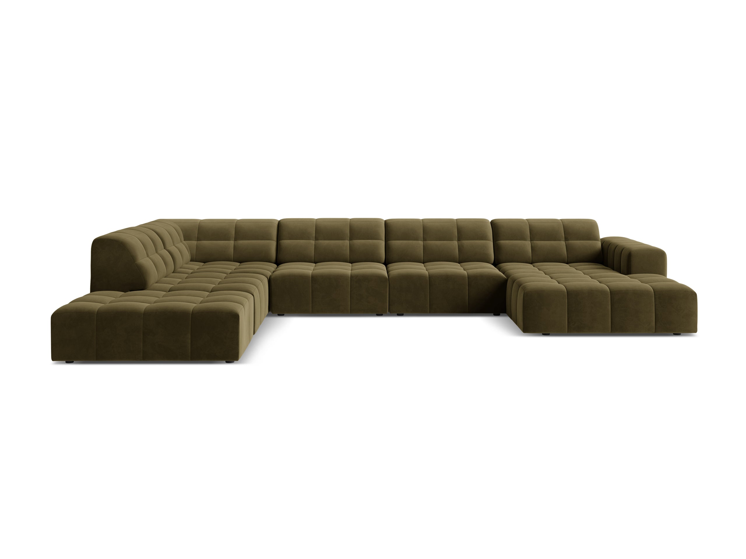 Micadoni Jennifer panoramatická sedačka 375 × 263 cm - Zamat Bluvel (Blu77) - Zelená - Ľavé prevedenie