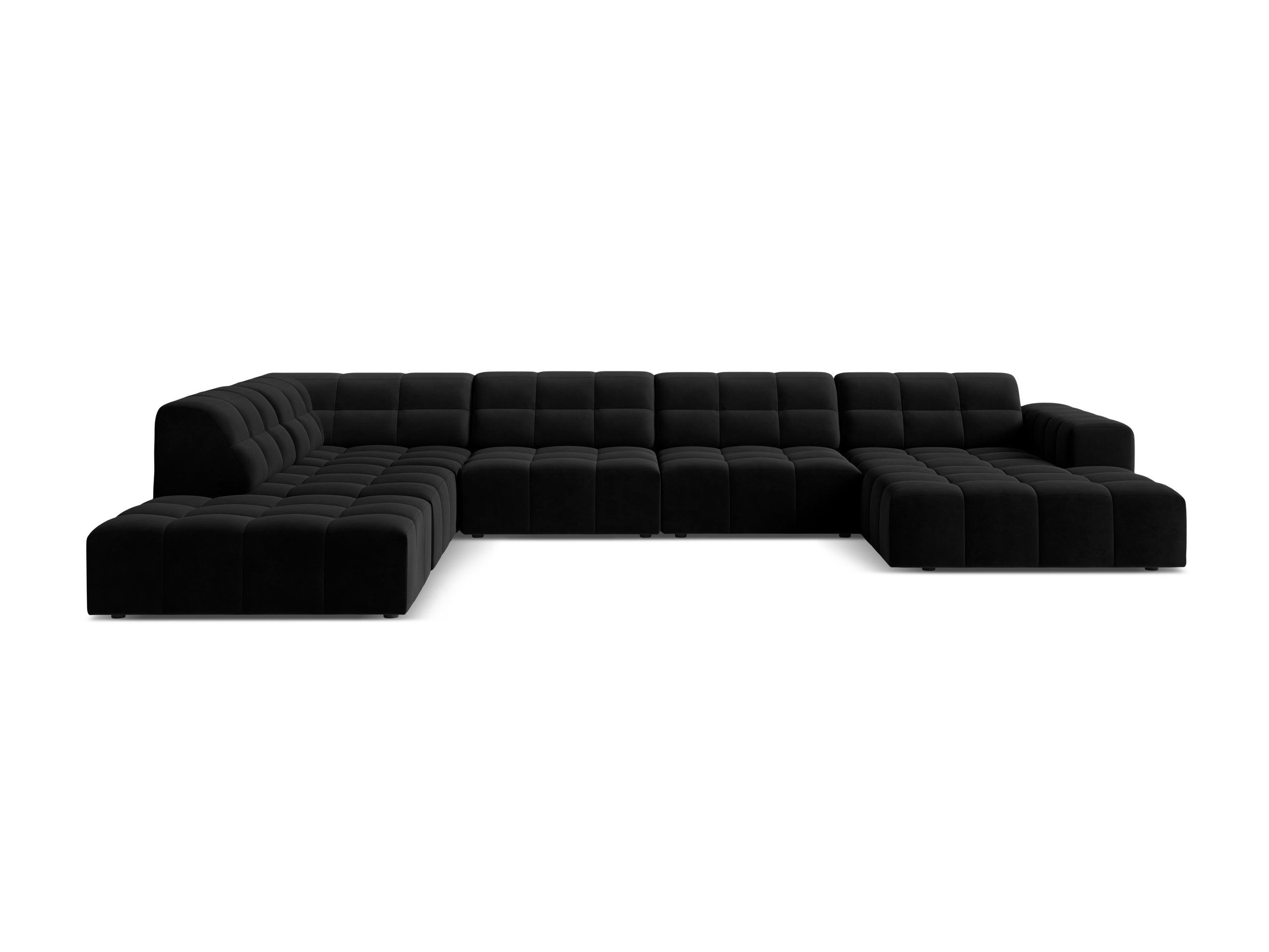 Micadoni Jennifer panoramatická sedačka 375 × 263 cm - Zamat Bluvel (Blu19) - Čierna - Ľavé prevedenie