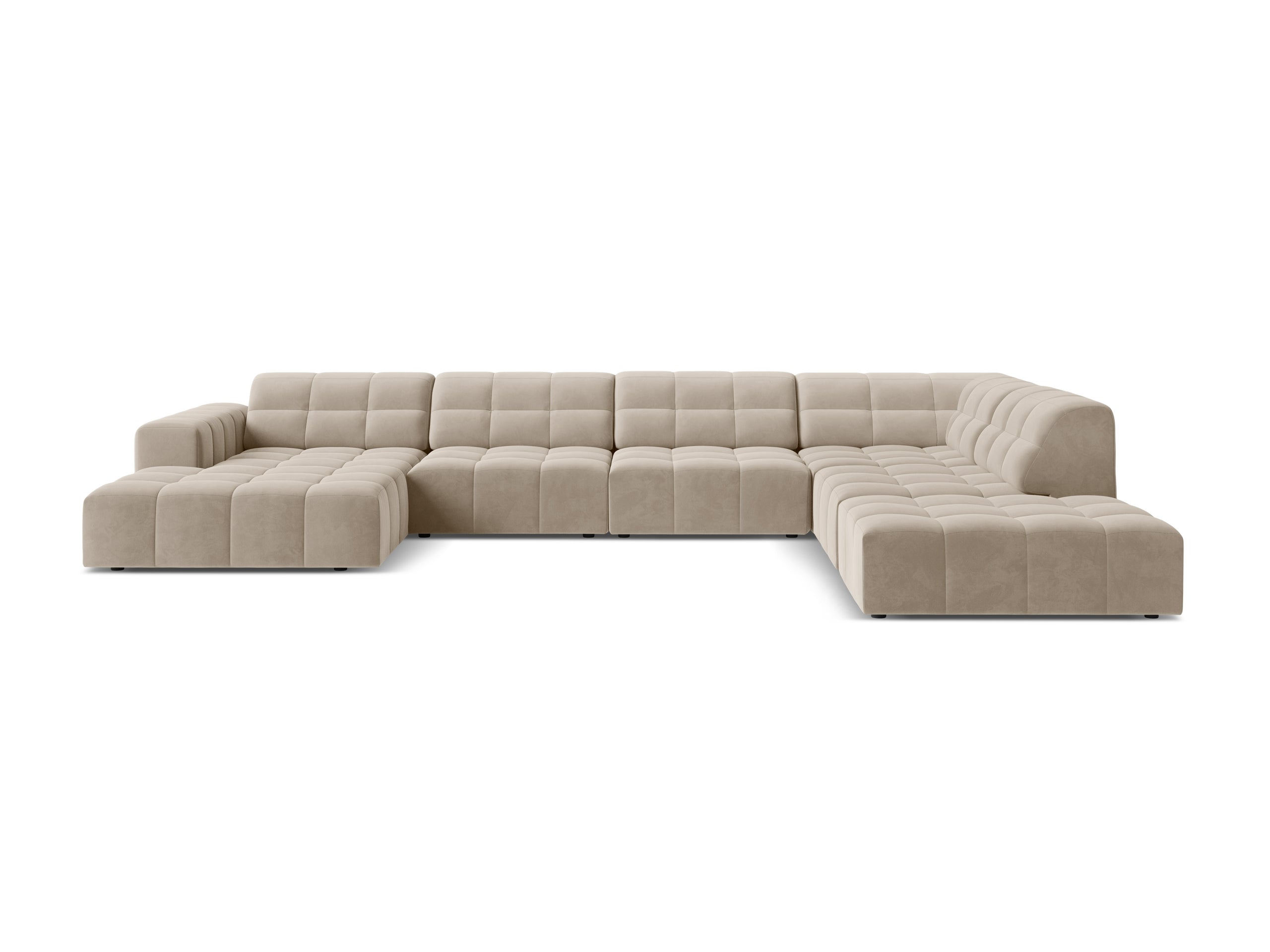 Micadoni Jennifer panoramatická sedačka 375 × 263 cm - Zamat Bluvel (Blu30) - Tmavobéžová - Pravé prevedenie