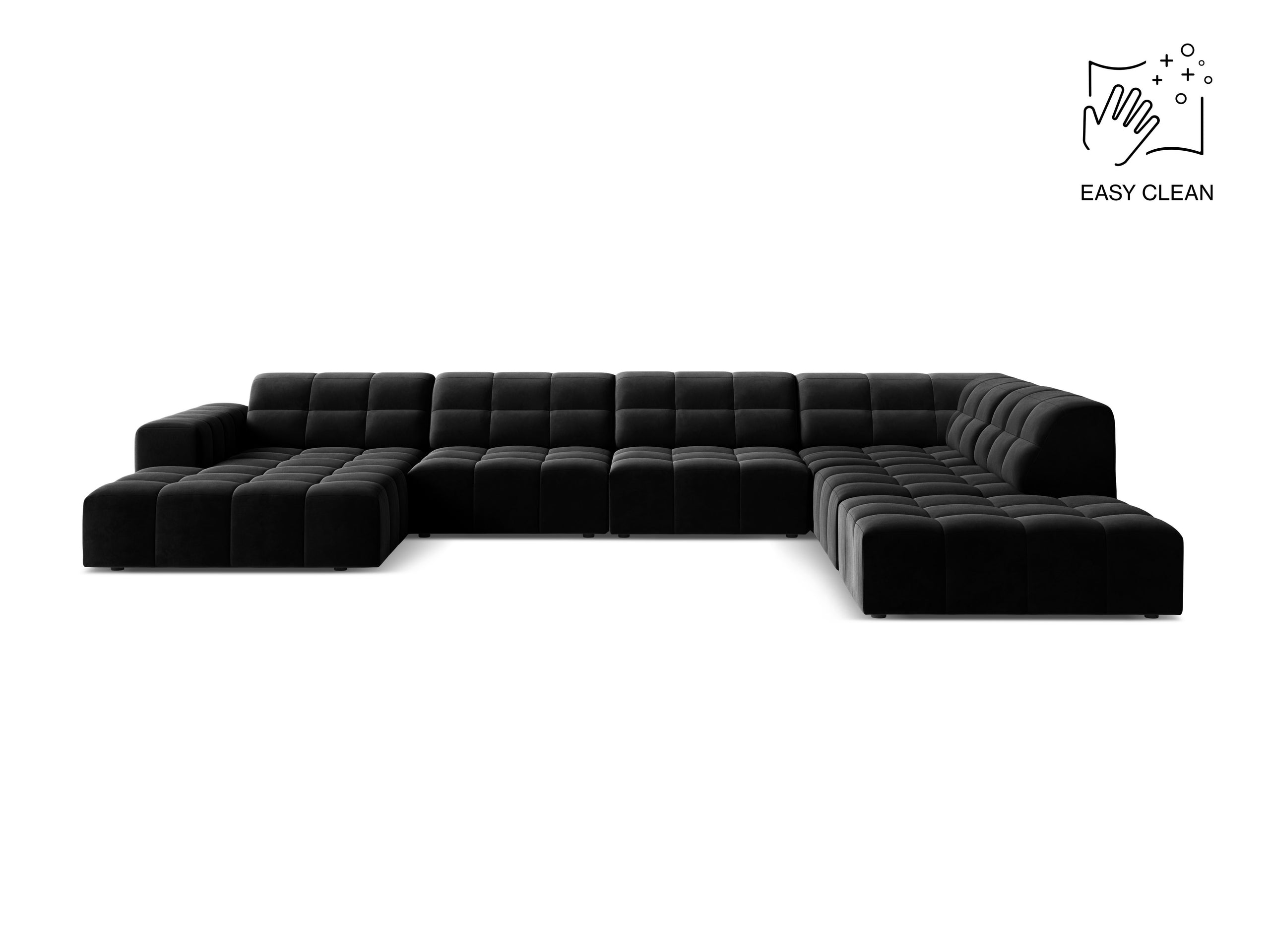 Micadoni Jennifer panoramatická sedačka 375 × 263 cm - Zamat Venus (Ven2923) - Čierna - Pravé prevedenie