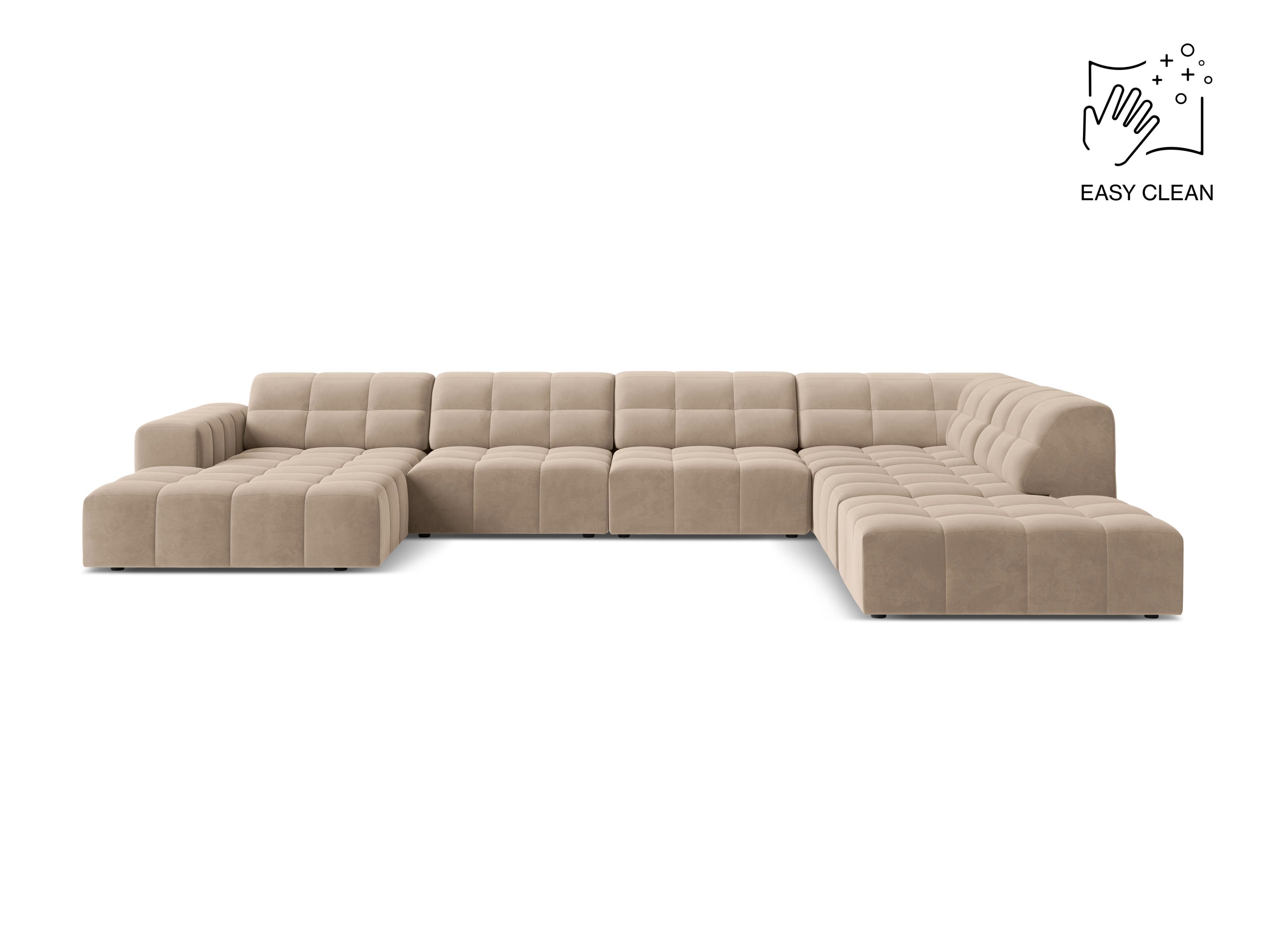 Micadoni Jennifer panoramatická sedačka 375 × 263 cm - Zamat Venus (Ven2928) - Béžová - Pravé prevedenie