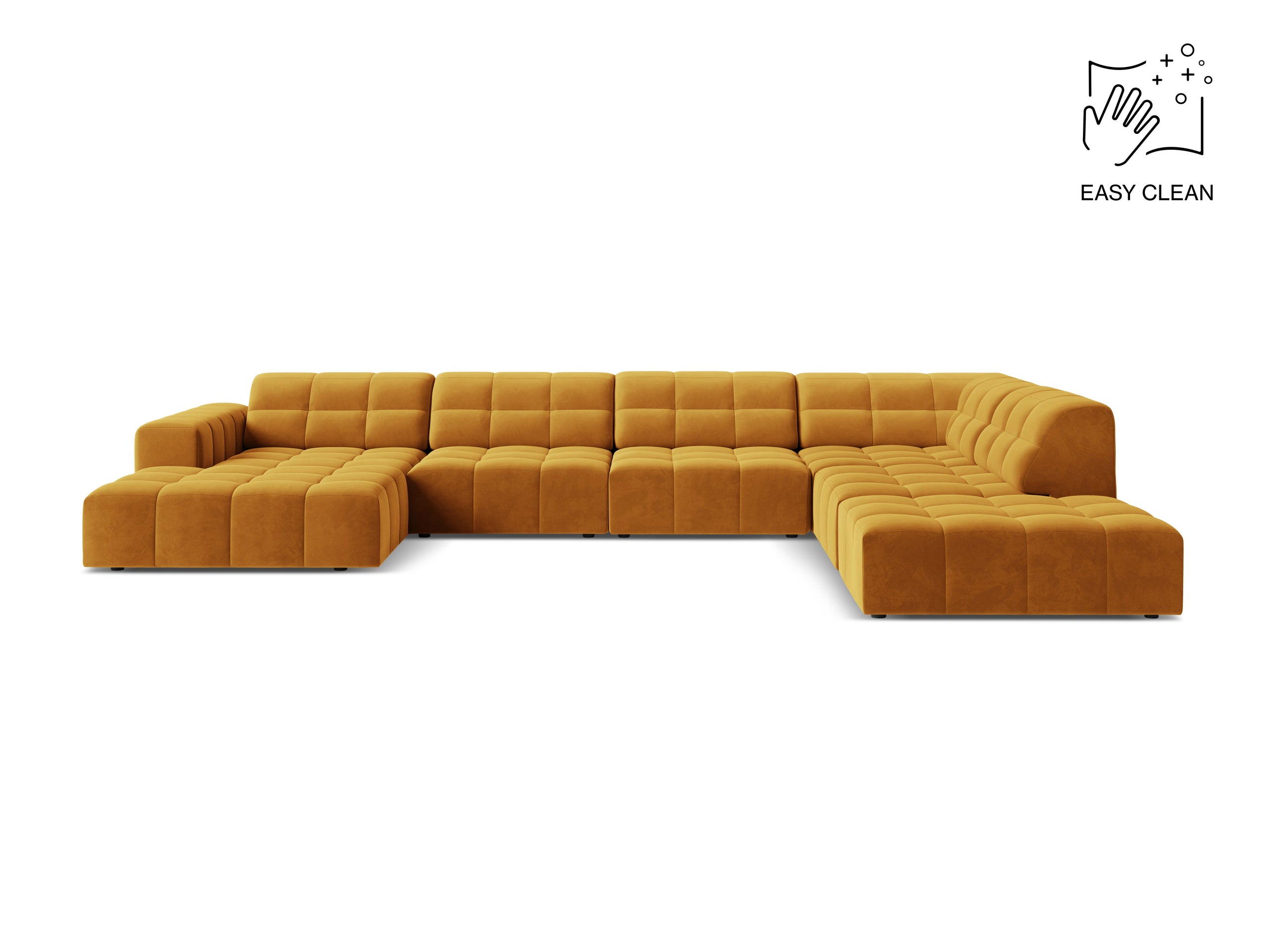 Micadoni Jennifer panoramatická sedačka 375 × 263 cm - Zamat Venus (Ven2917) - Žltá - Pravé prevedenie