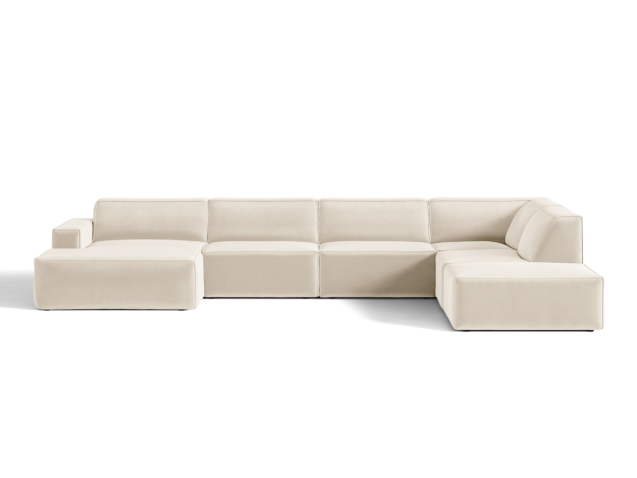 Micadoni Jodie panoramatická sedačka 361 × 258 cm - Zamat Bluvel (Blu22) - Svetlobéžová - Pravé prevedenie
