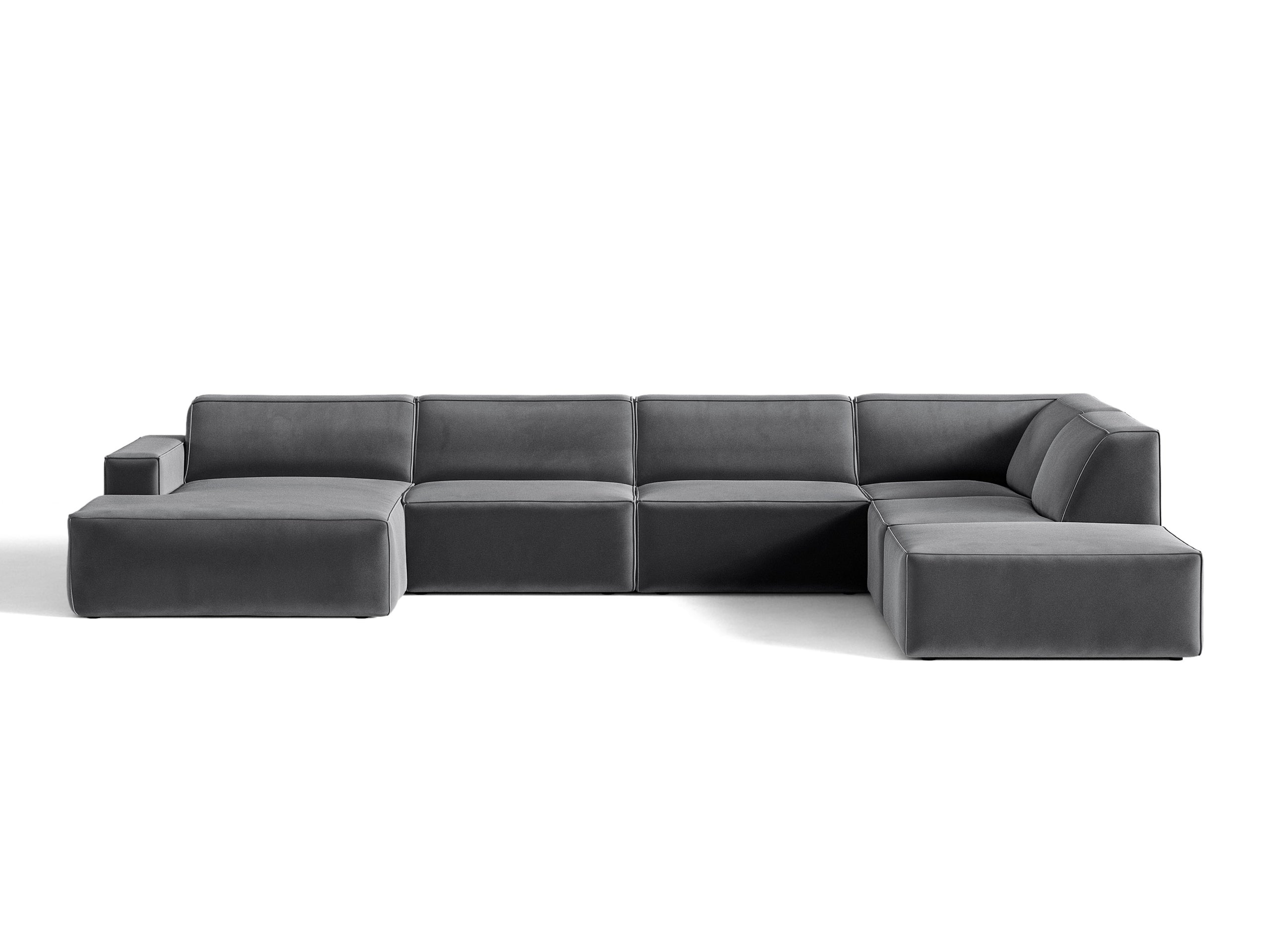Micadoni Jodie panoramatická sedačka 361 × 258 cm - Zamat Bluvel (Blu14) - Sivá - Pravé prevedenie