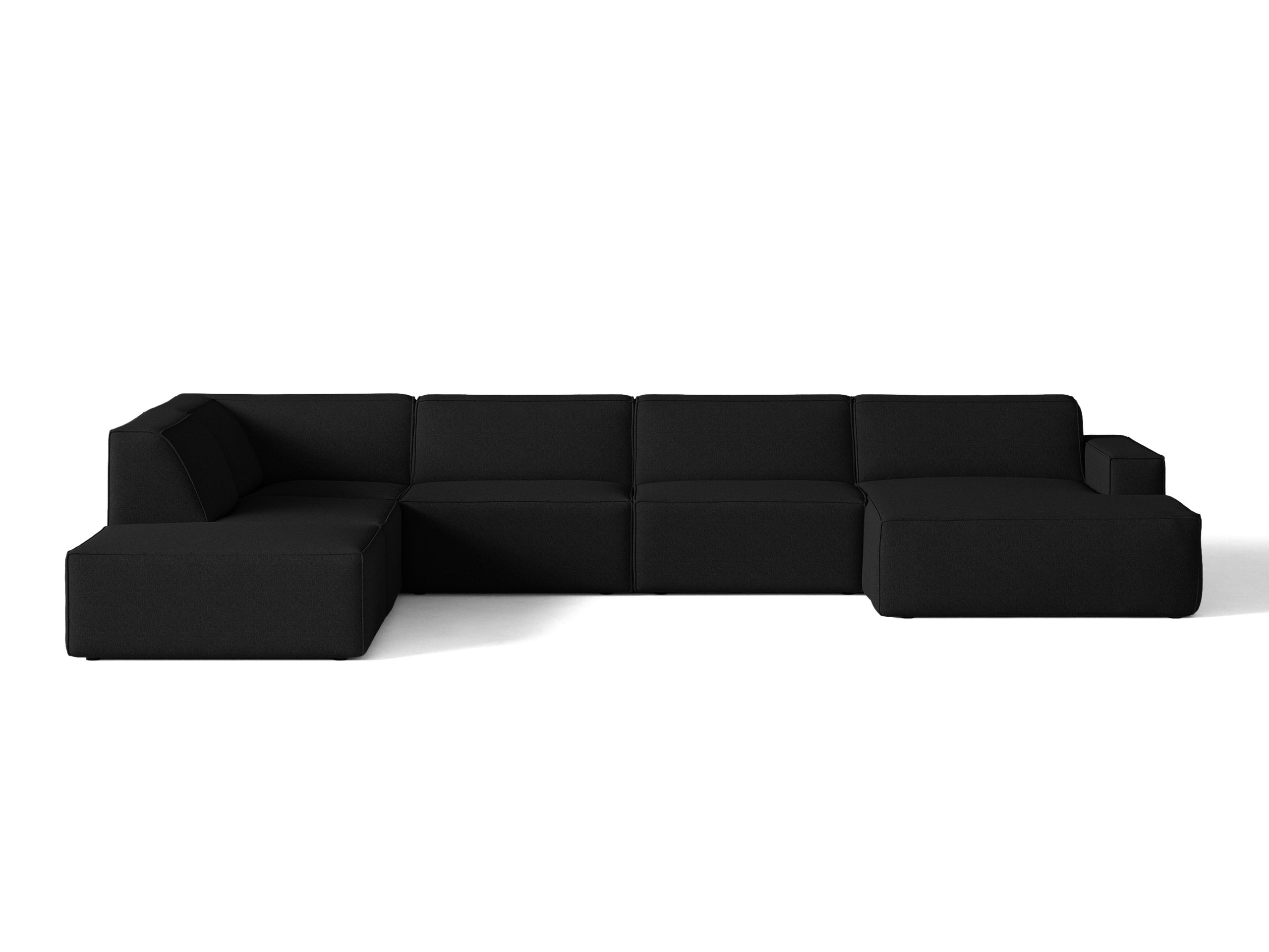Micadoni Jodie panoramatická sedačka 361 × 258 cm - Štrukturovaná látka Megan (Meg368) - Čierna - Ľavé prevedenie