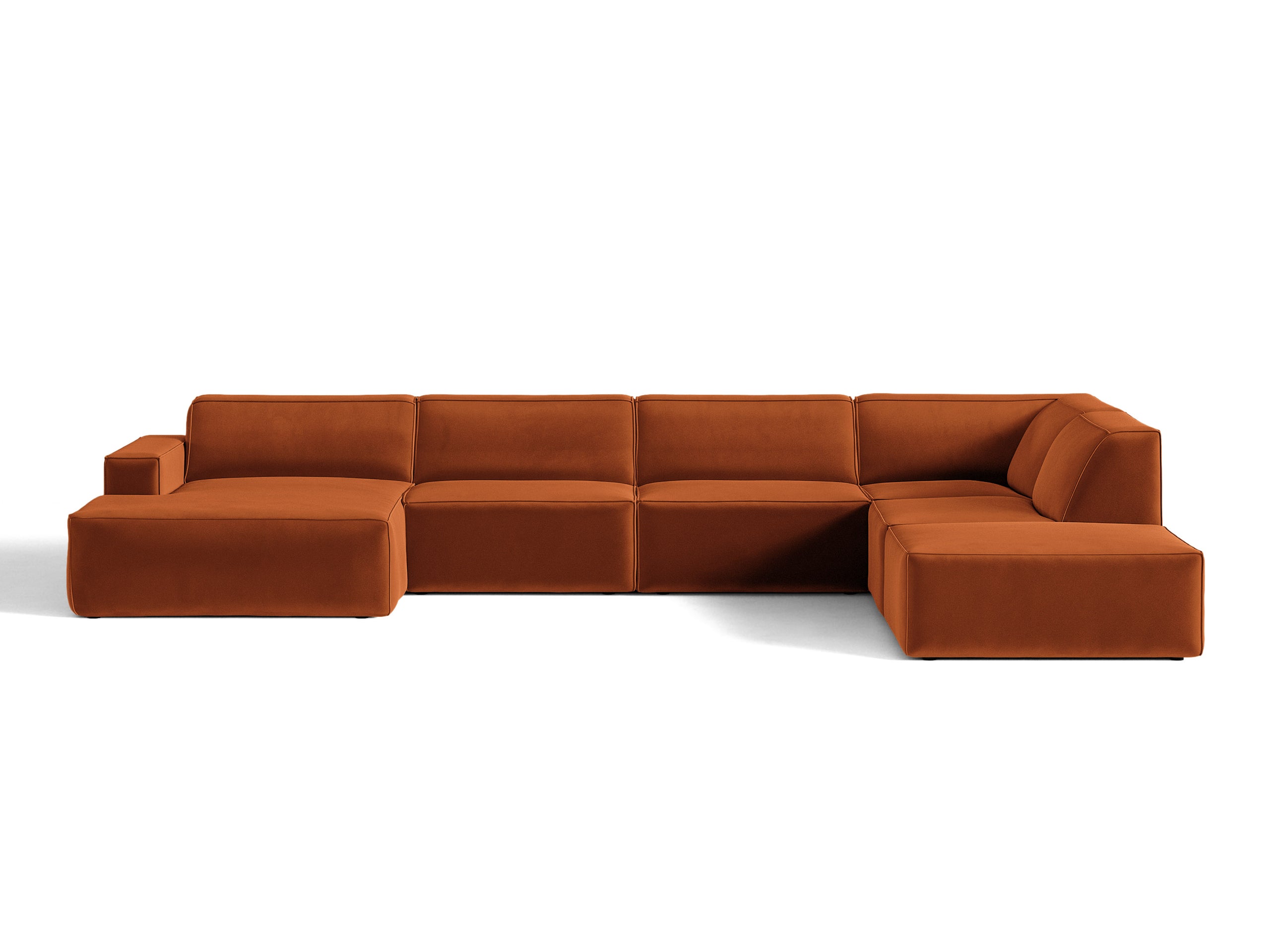 Micadoni Jodie panoramatická sedačka 361 × 258 cm - Zamat Bluvel (Blu4215) - Terakotová - Pravé prevedenie