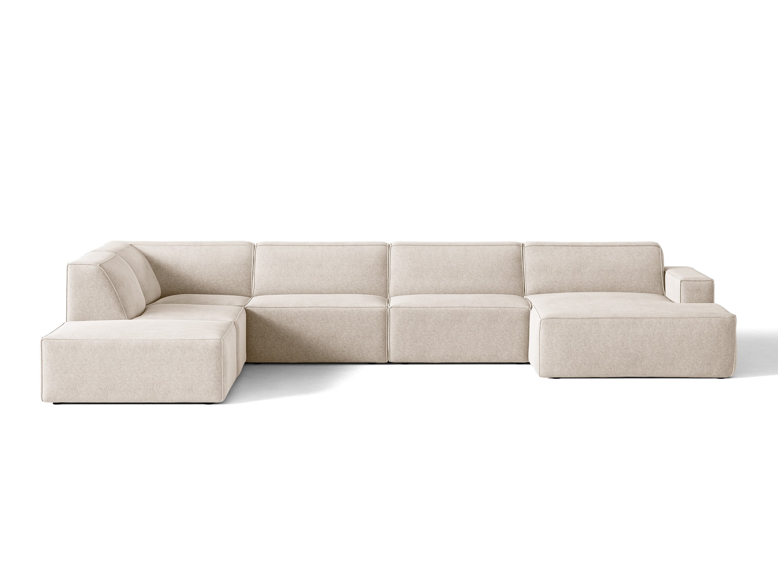 Micadoni Jodie panoramatická sedačka 361 × 258 cm - Štrukturovaná látka Liberty (Lib2) - Béžová - Ľavé prevedenie