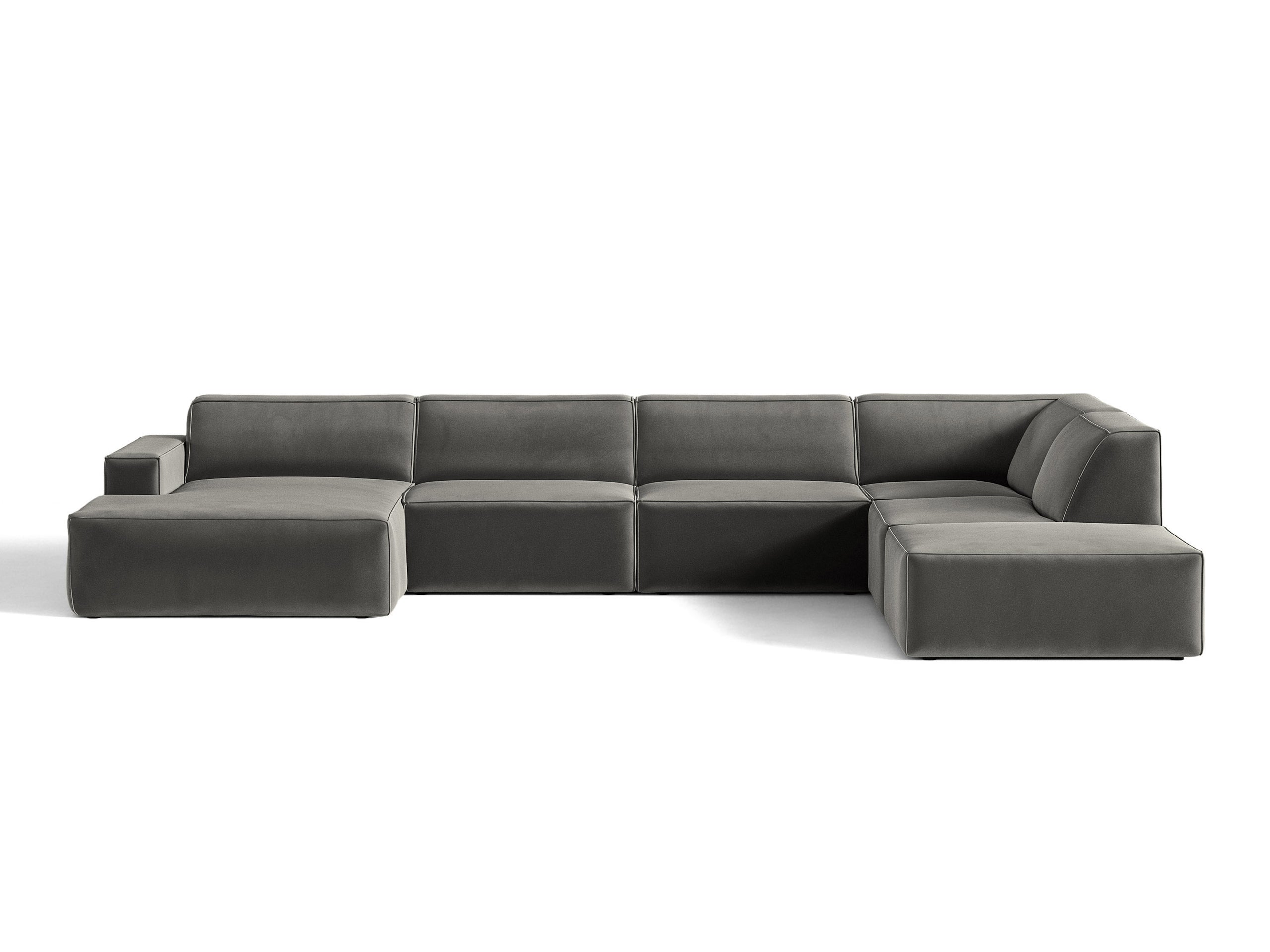 Micadoni Jodie panoramatická sedačka 361 × 258 cm - Zamat Venus (Ven2930) - Sivá - Pravé prevedenie