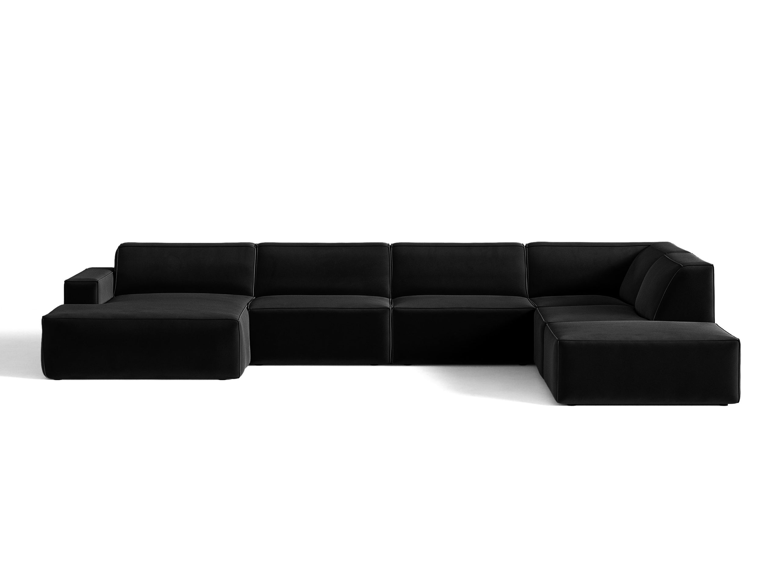 Micadoni Jodie panoramatická sedačka 361 × 258 cm - Zamat Venus (Ven2923) - Čierna - Pravé prevedenie