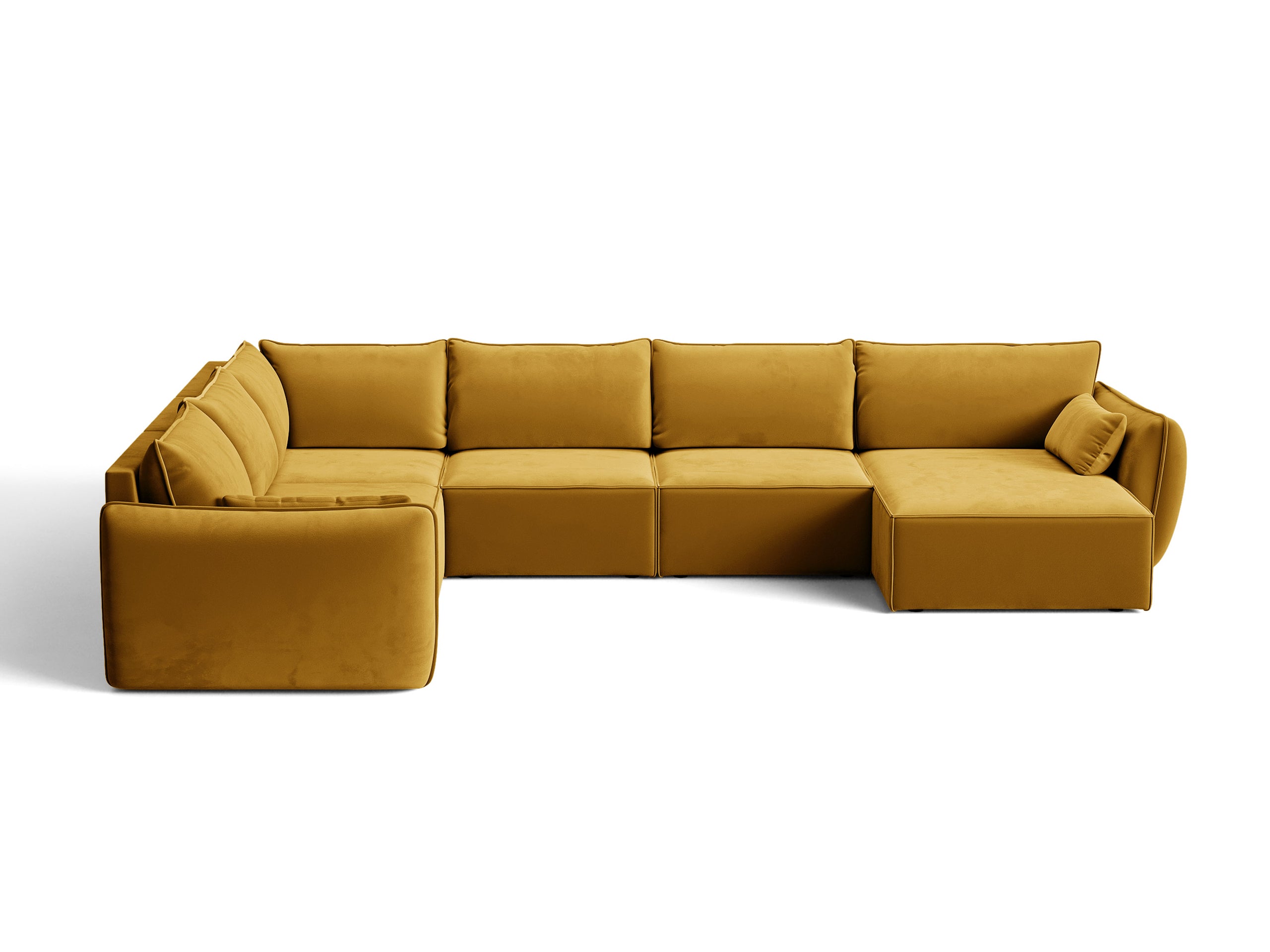 Micadoni Kaelle rohová sedačka 384 × 284 cm - Zamat Bluvel (Blu68) - Žltá - Ľavé prevedenie